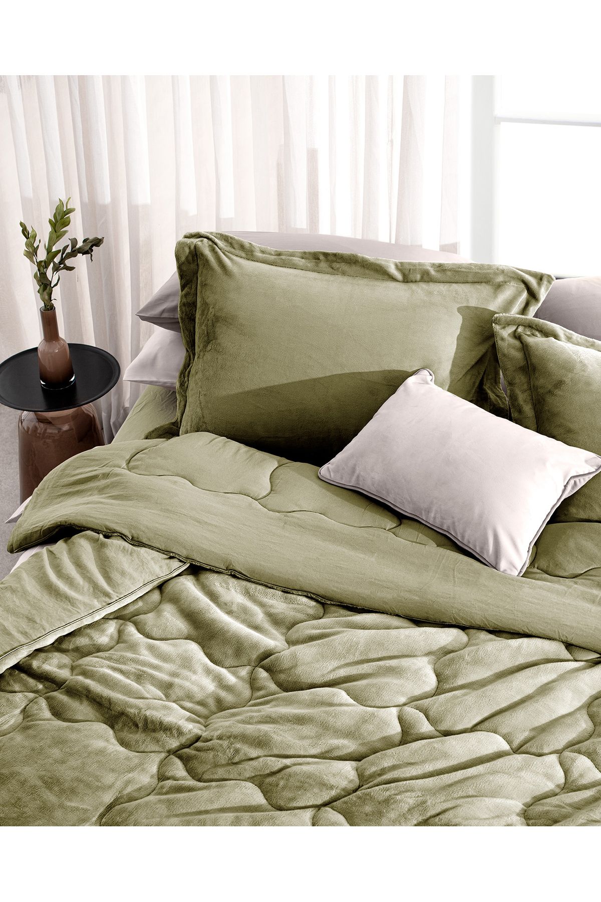 Madame Coco-Khaki Kaira Double Comforter Set 3