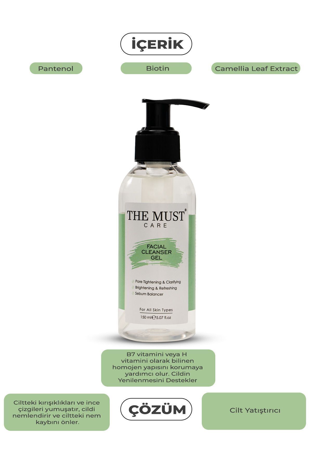 Arındırıcı Ve Sebum Dengeleyici, Aydınlatıcı Tüm Ciltler Için Makyaj Ve Yüz Temizleme Jeli 150 ml — MUST-6 — تصویر 5 از 7