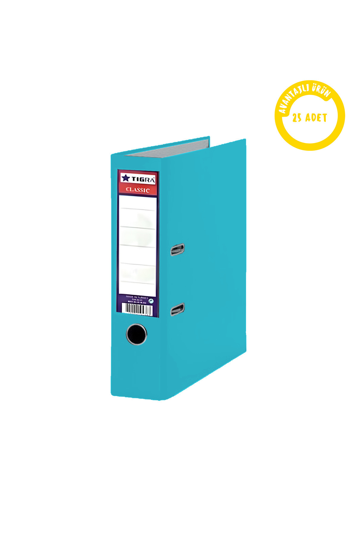 Tigra Classic Geniş Plastik Klasör 25'li Koli Turkuaz Ofis Büro Klasörü