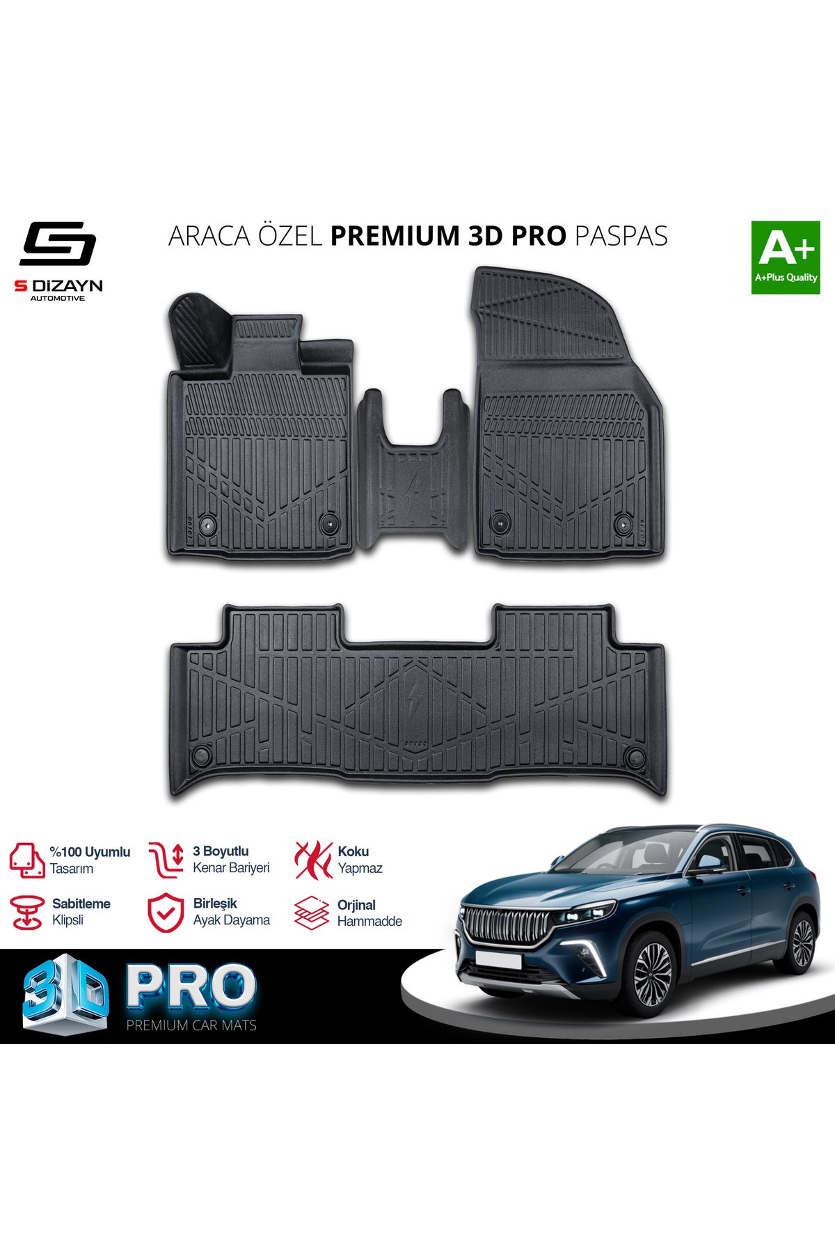 TREND Meka Part Togg T10X 3D Pro Havuzlu Paspas 2023 Üzeri A+ Kalite