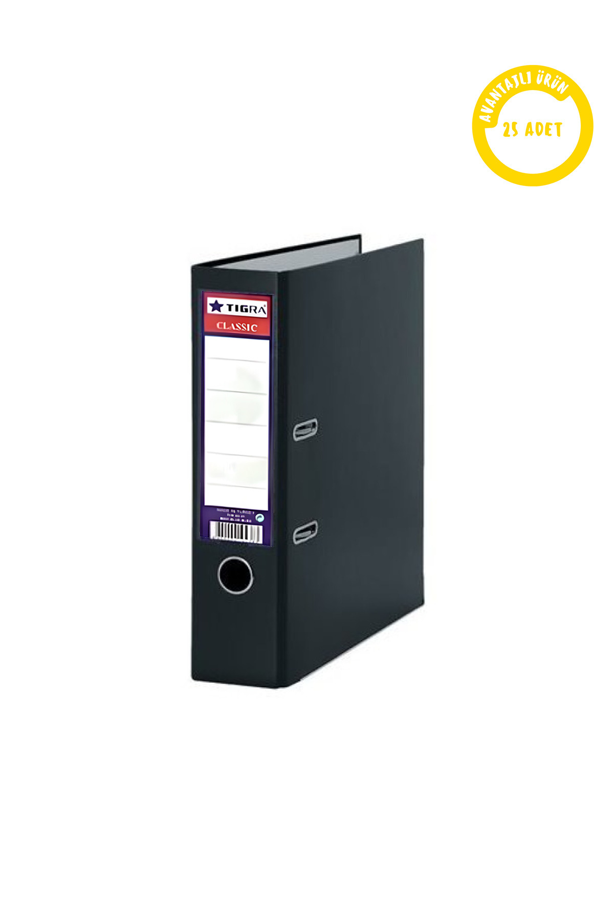 Tigra Classic Geniş Plastik Klasör 25'li Koli Siyah Ofis Büro Klasörü