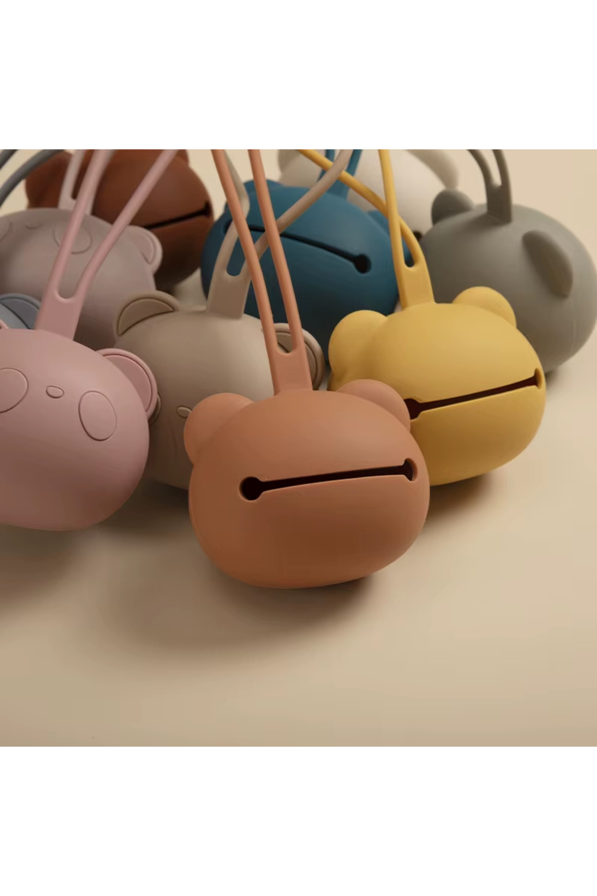 The Cloudish Shop Silikon Emzik Saklama Kutusu Emzik Tutucu Taşınabilir Askılı PANDA Desenli HARDAL fotoğrafı 7 (önizleme)