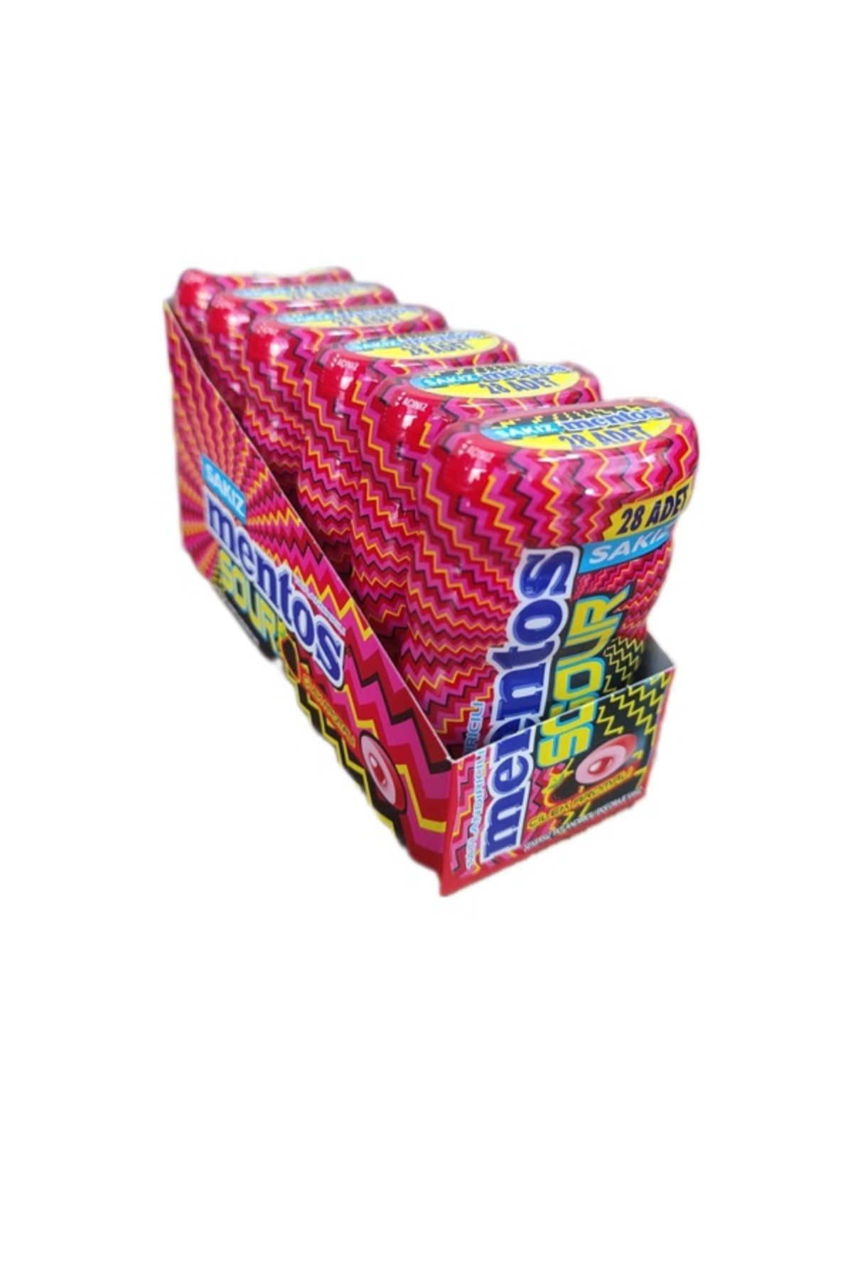 Mentos Sour Çilekli Ekşi Sakız_56g x 6