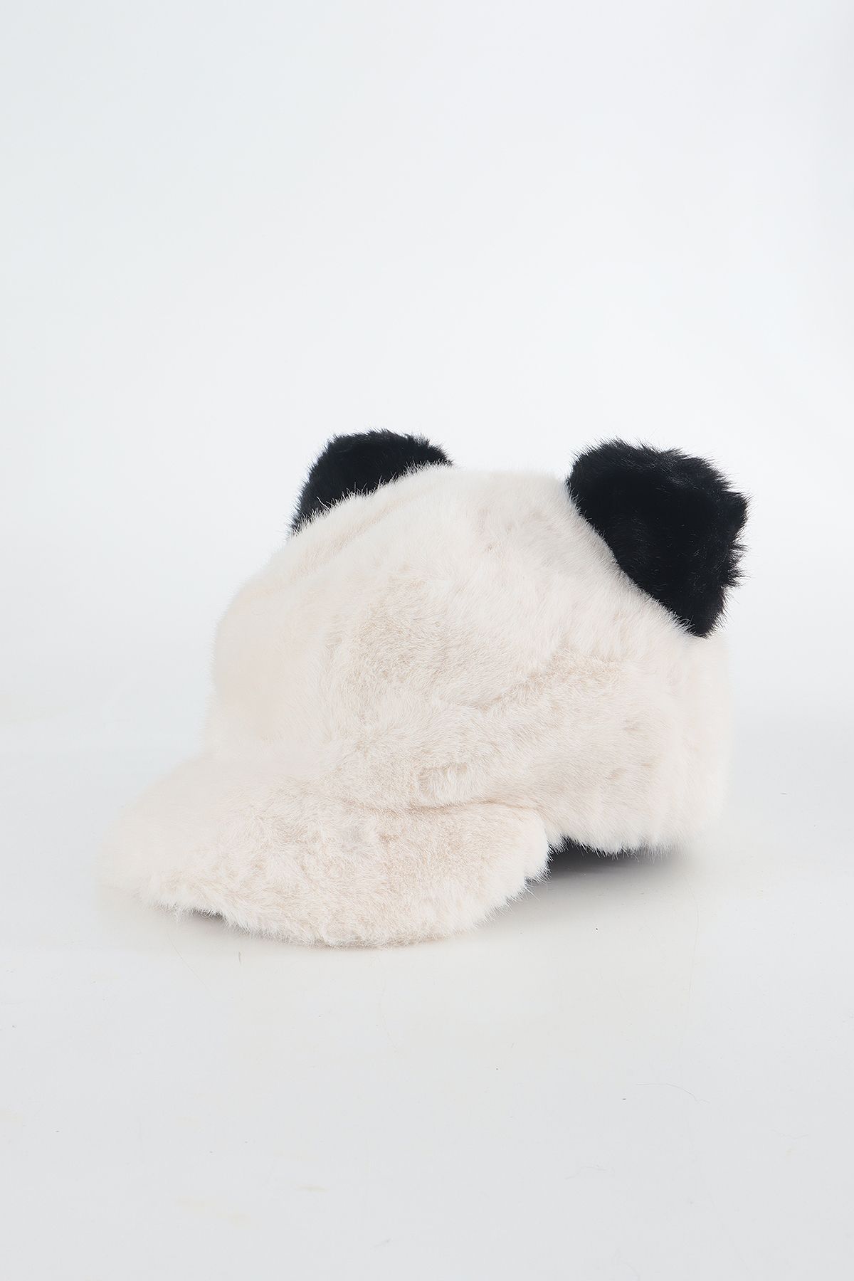 Kapin-Panda Fur Hat with Ears - Black and White 2