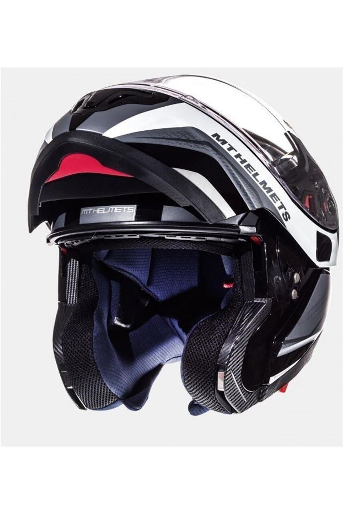 Genel Markalar Atom Sv Tarmac Black/white Small Çene Açılır Kask Vizörlü Gloss