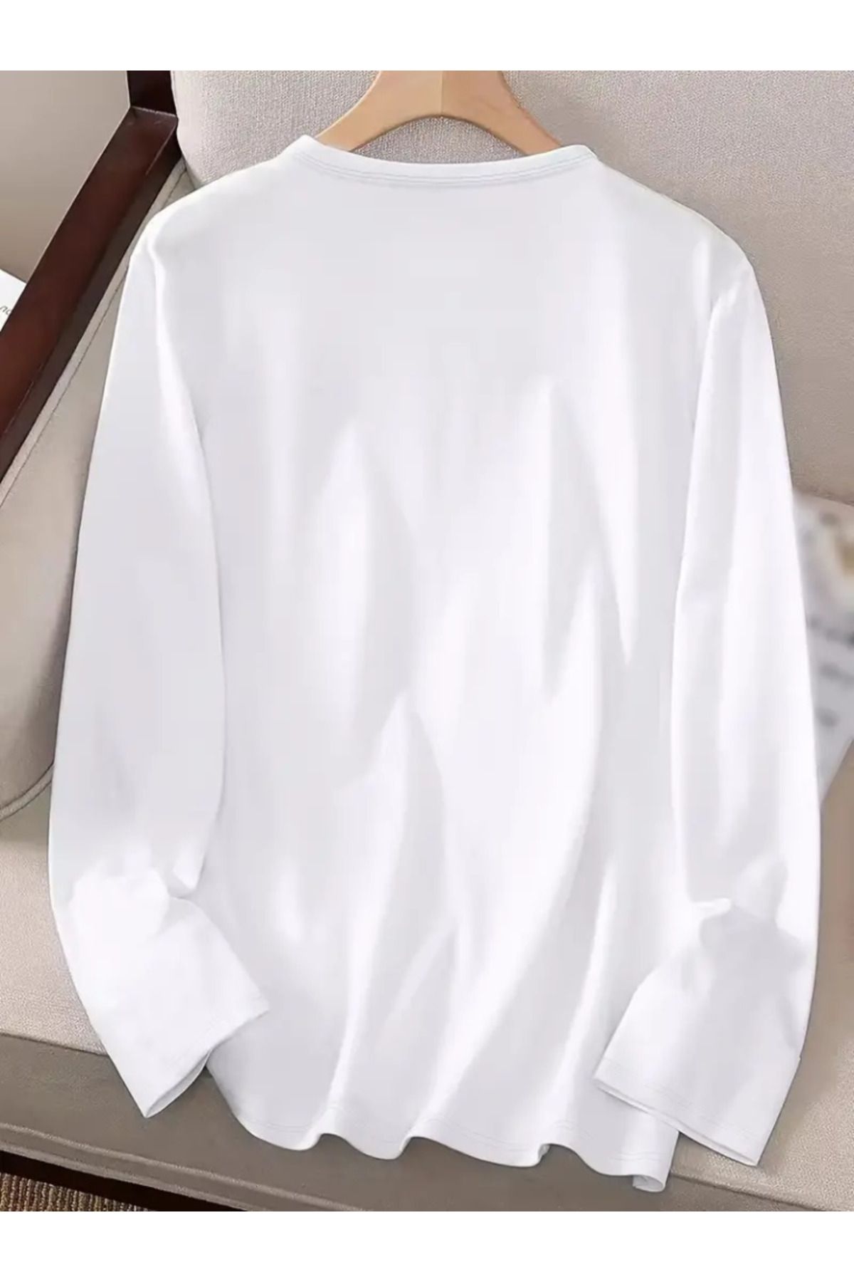 Barış Beauty Kadın Uzun Kollu Bisiklet Yaka Desenli Viskon Bluz