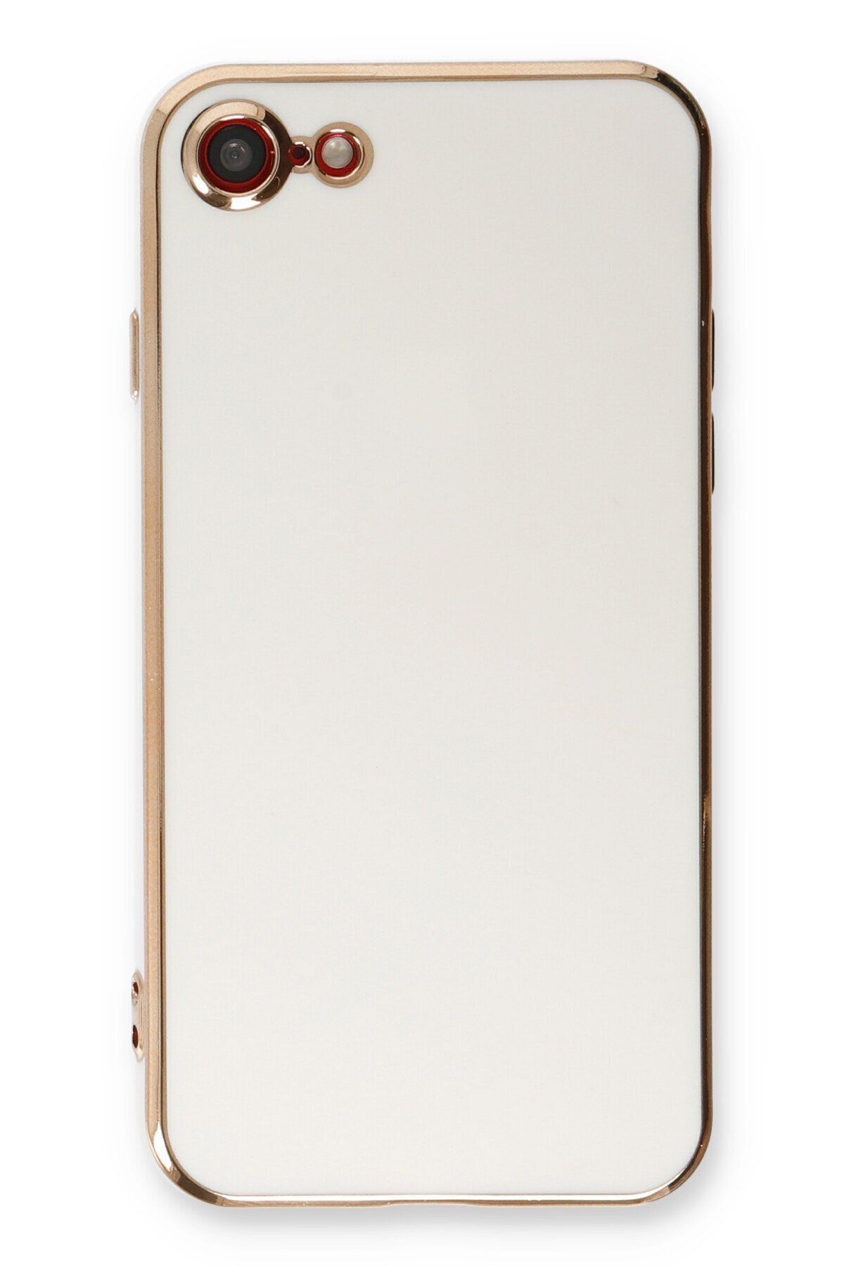 cepmoda iPhone 7 - Gold Çizgili Renkli Shiny Silikon Kılıf / Kapak - BEYAZ