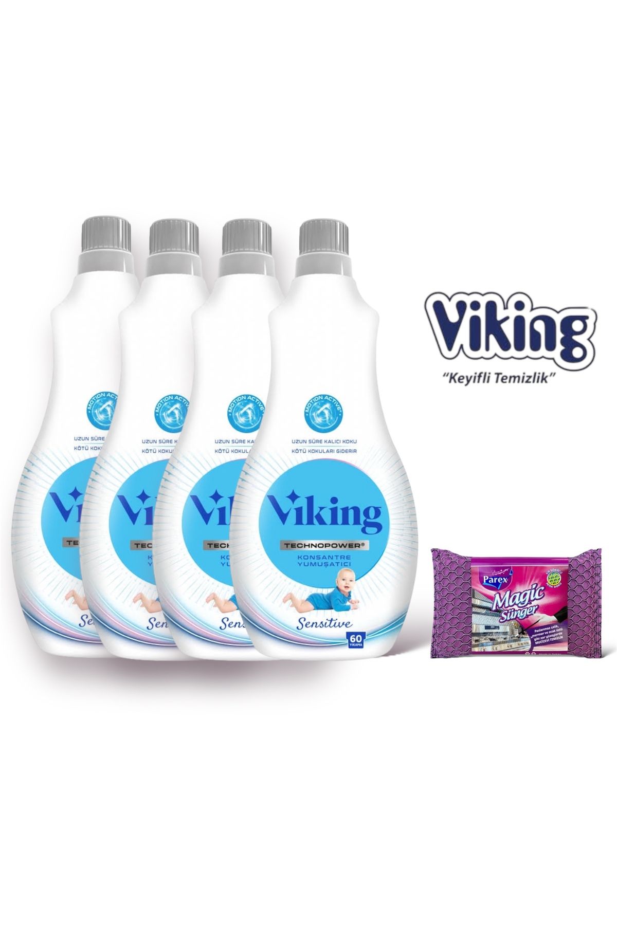 Viking Technopower 1440 ML Sensitive Yumuşatıcı 4 Adet + Magic Sünger