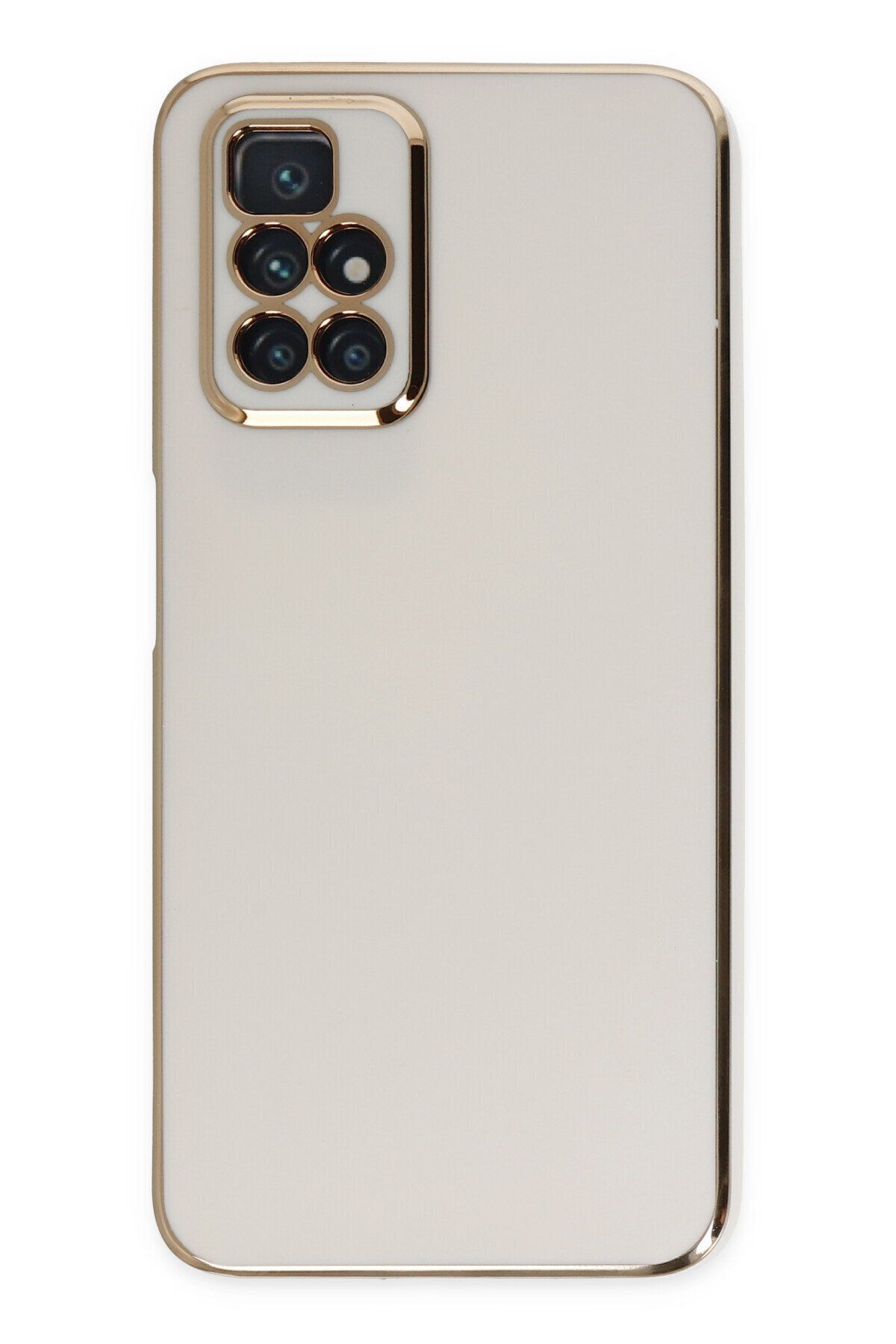 cepmoda Xiaomi Redmi 10 - Gold Çizgili Renkli Shiny Silikon Kılıf / Kapak - BEYAZ