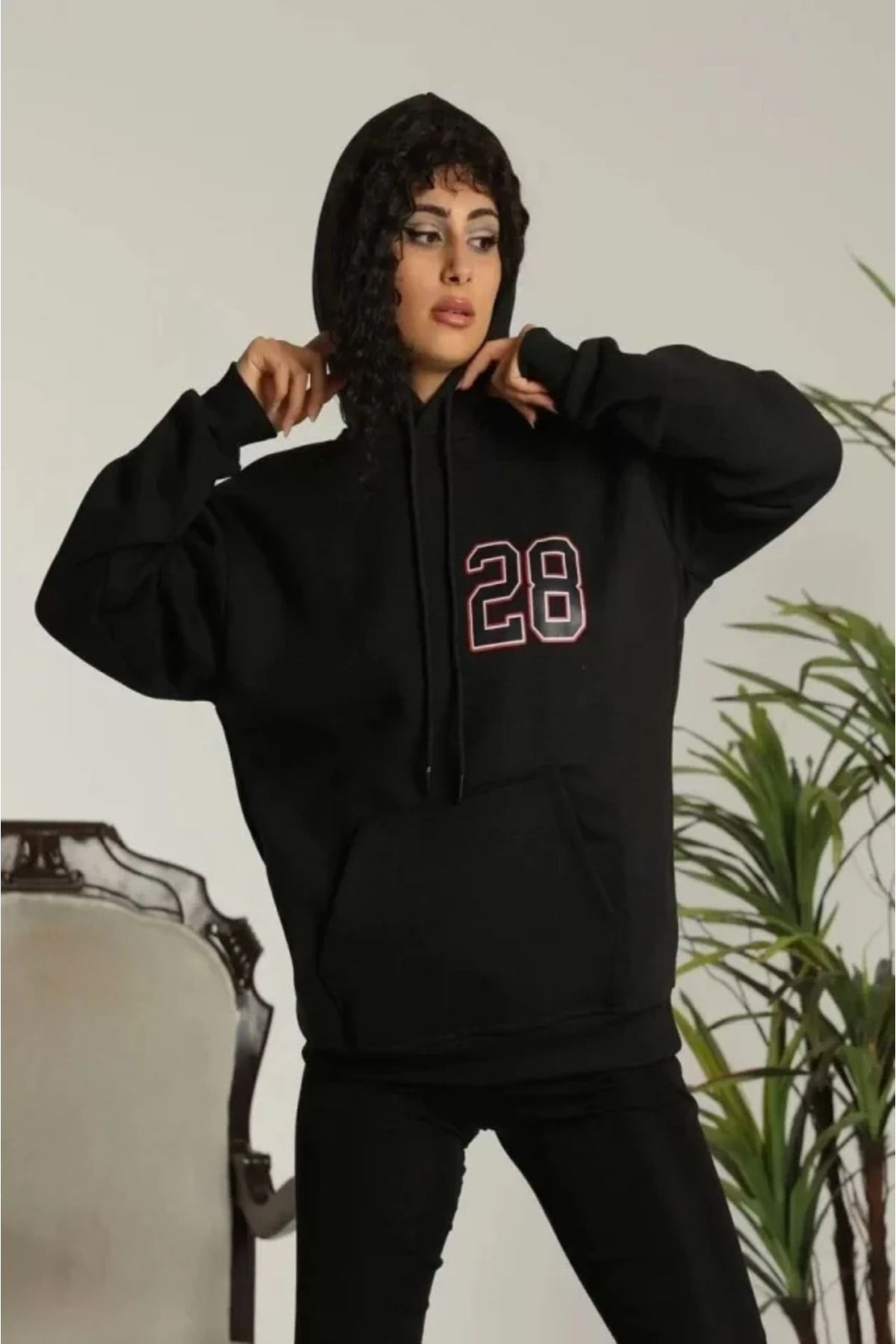 ZAGA Prime Unisex Kapşonlu Baskılı Sweetshirt - Siyah