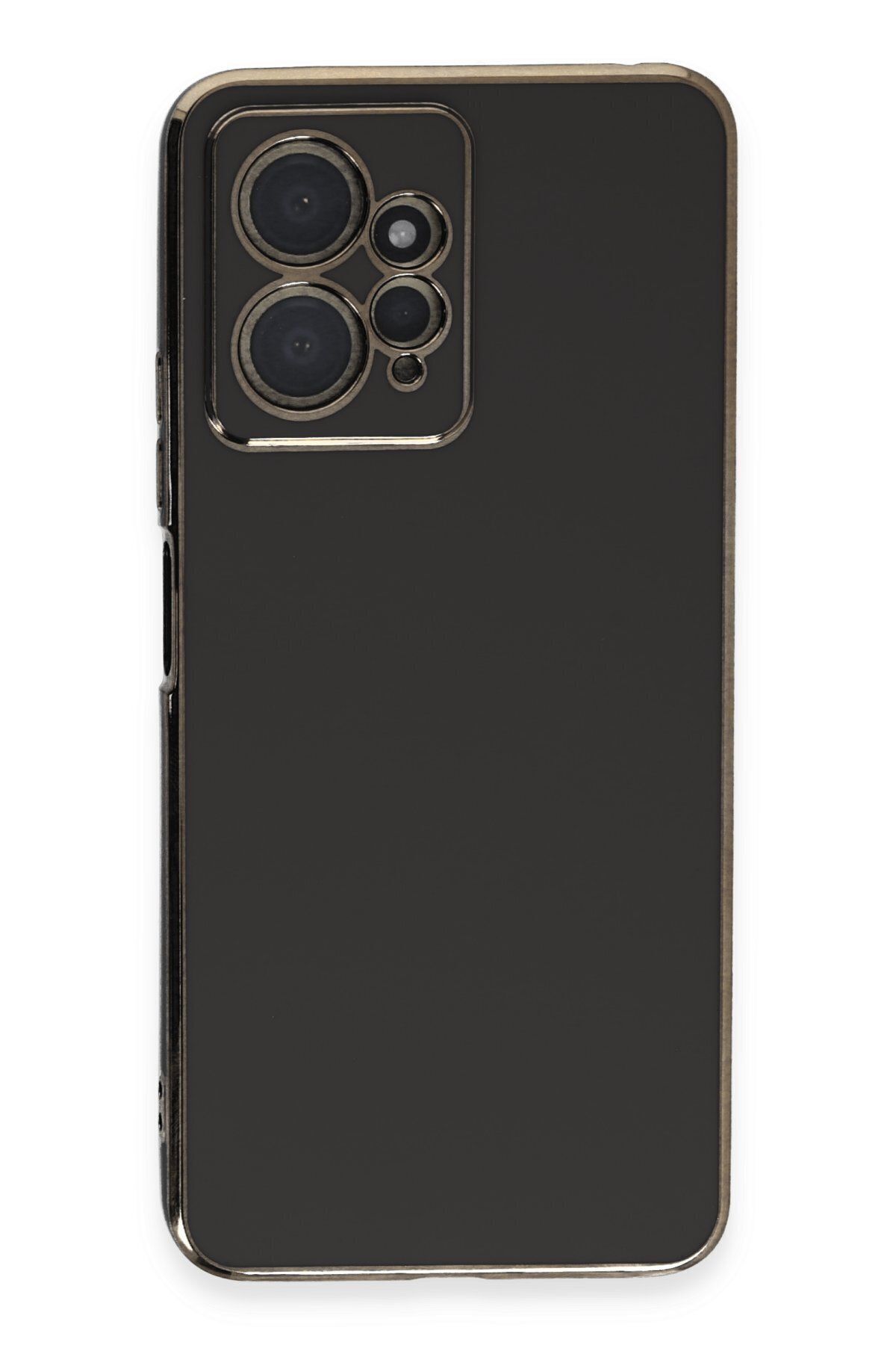 cepmoda Xiaomi Redmi Note 12 4G - Gold Çizgili Renkli Shiny Silikon Kılıf / Kapak - SİYAH
