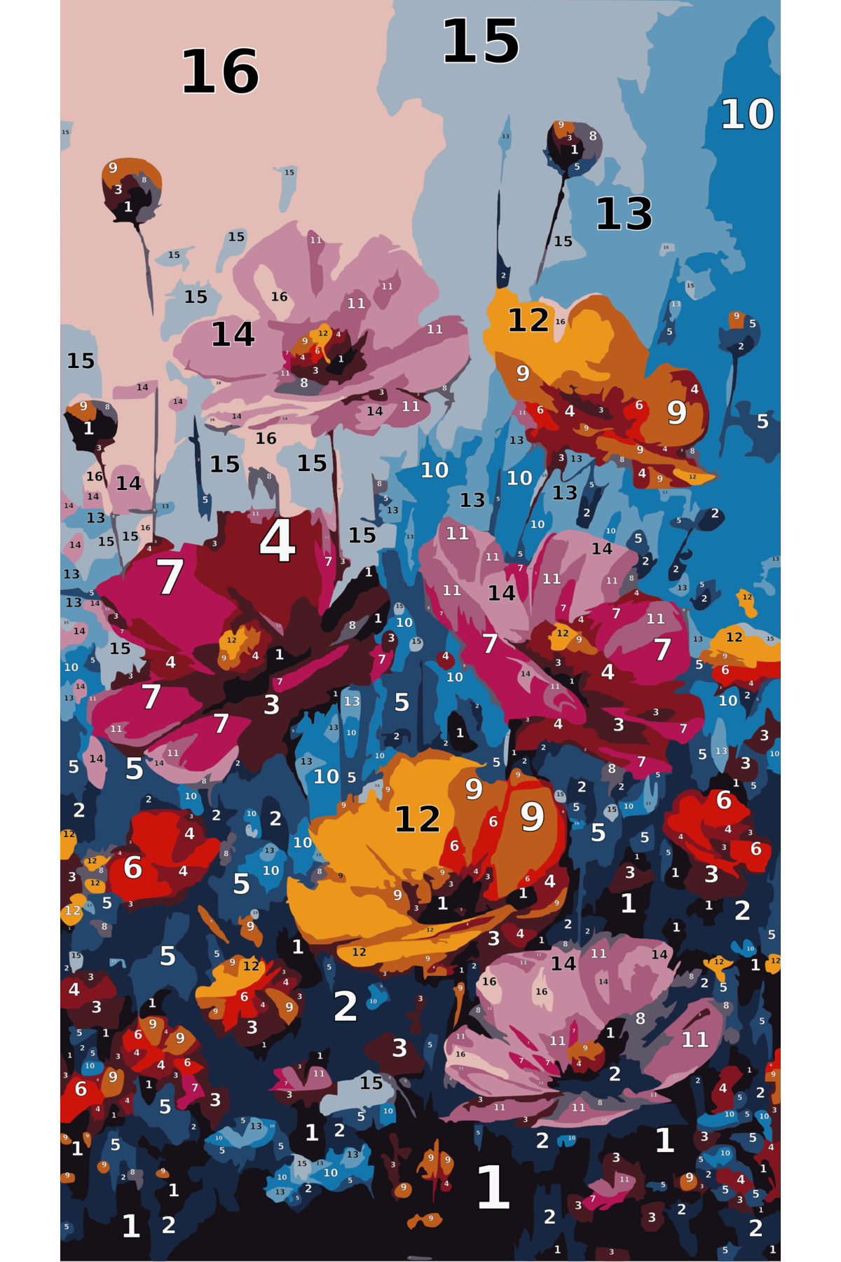 Puzzle Sayılarla Boyama Tuval Seti Fırça Boya Dahil (çıtalı) 35x50