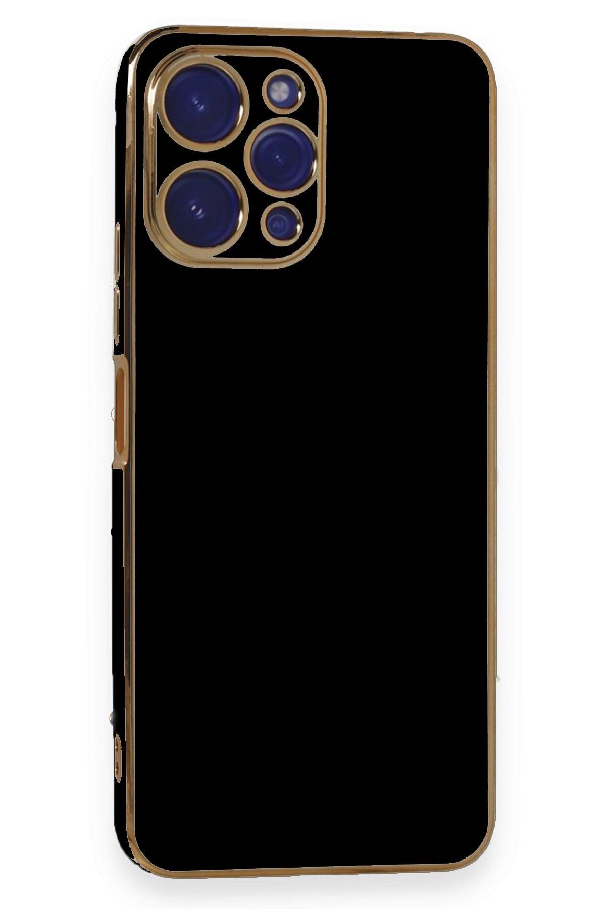 cepmoda Xiaomi REDMİ 12 - Gold Çizgili Renkli Shiny Silikon Kılıf / Kapak - SİYAH