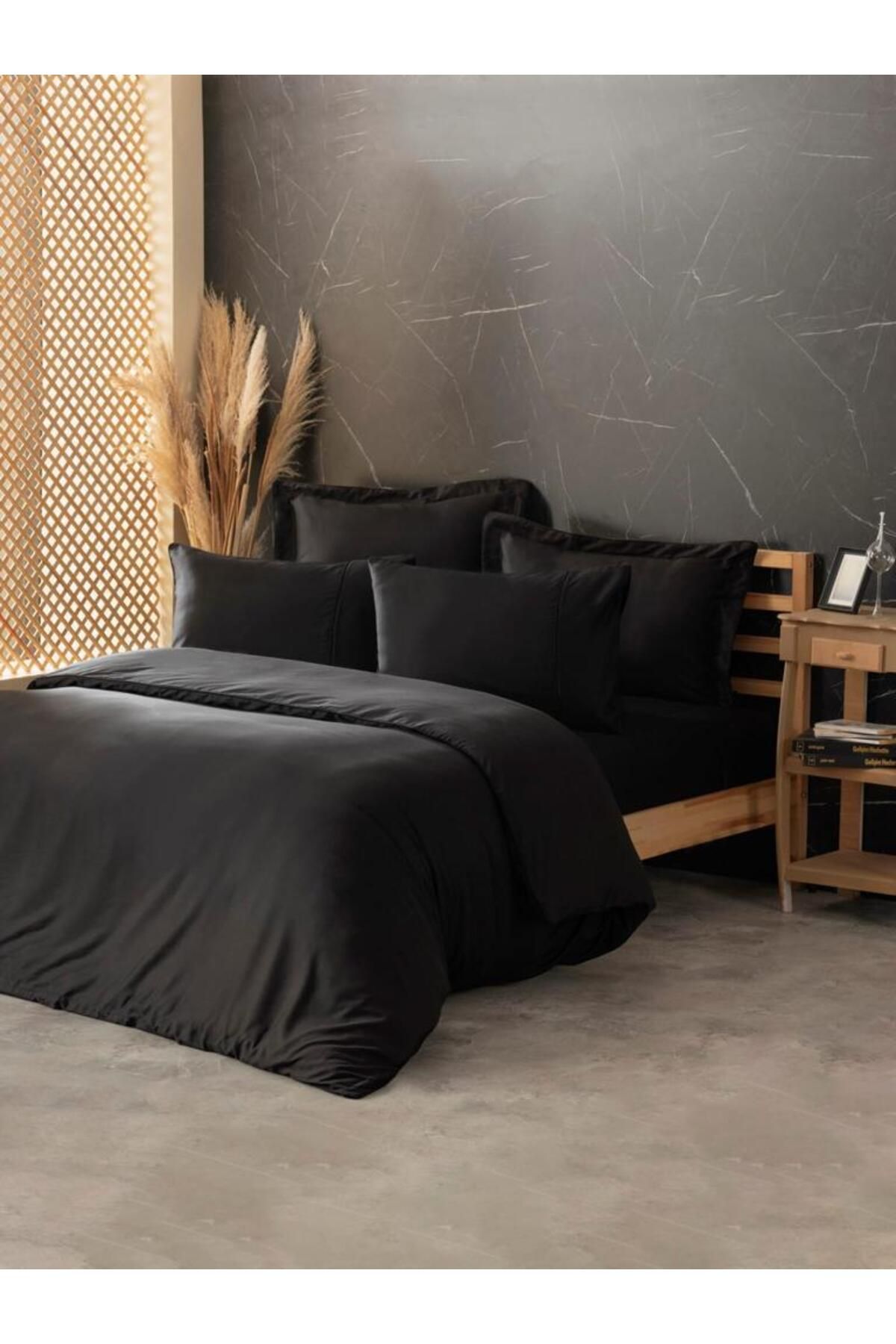 nuit dose Silky İpek Çift Kişilik Nevresim Takımı Siyah