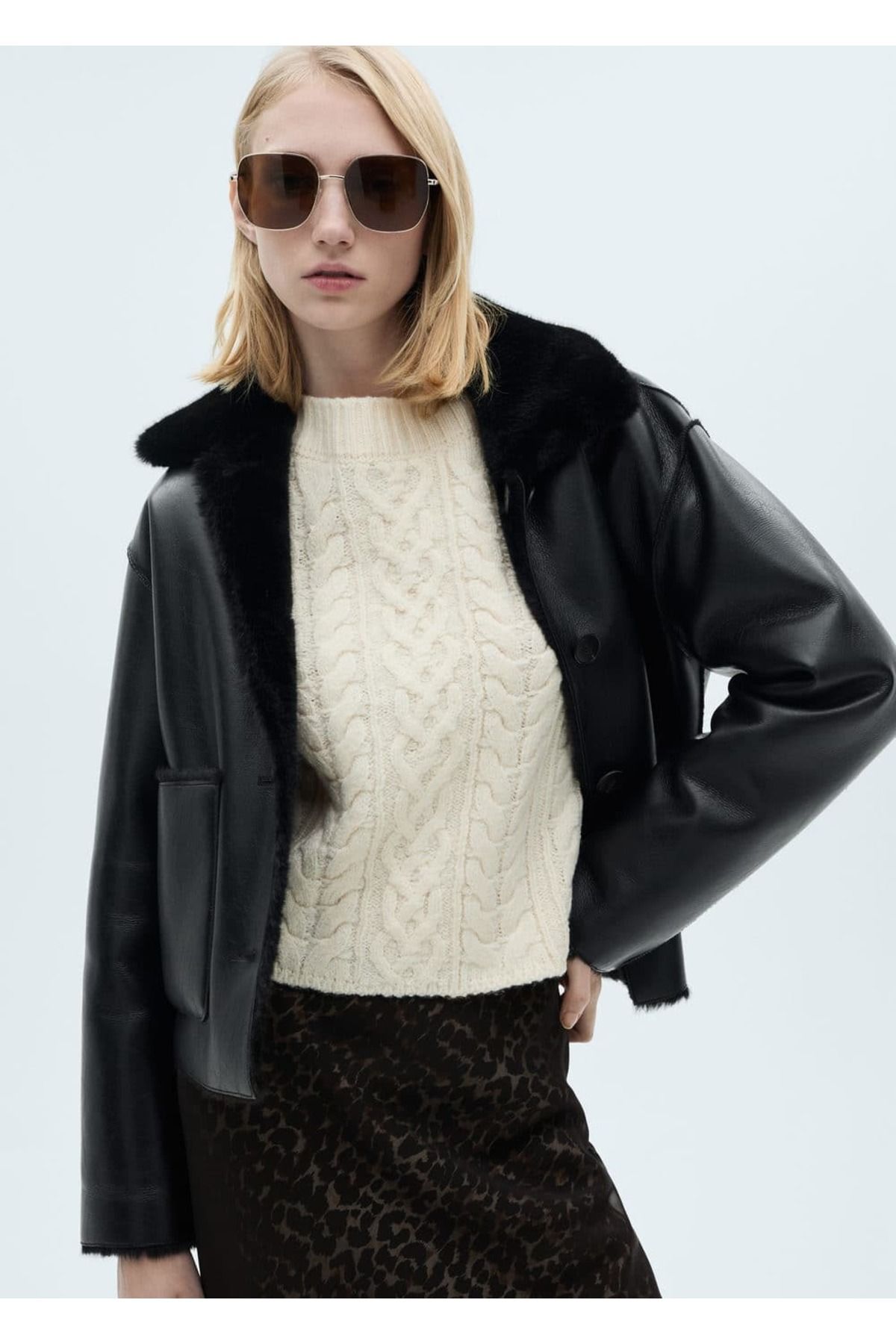 MANGO Woman-A-Linien-Rock mit Leopardenmuster 8