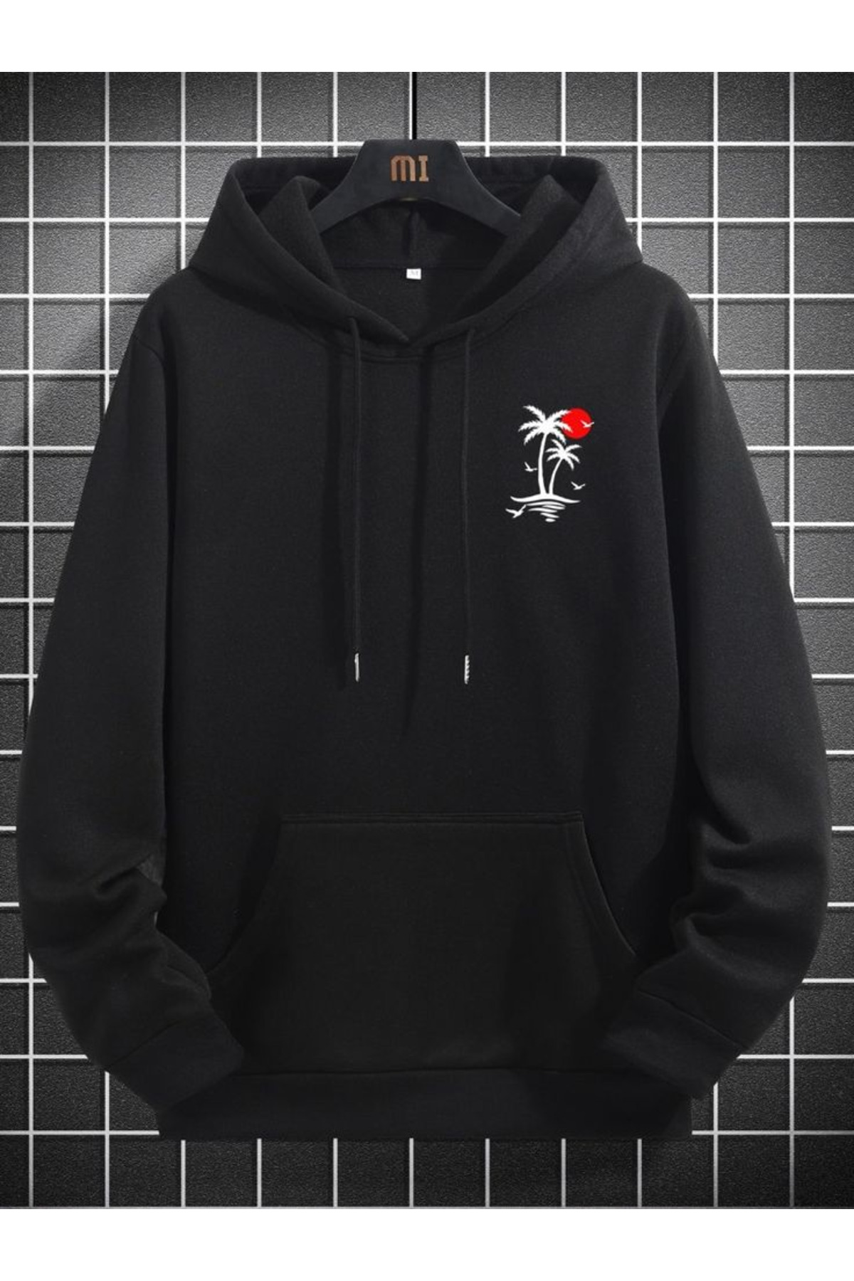 هودي سويت شيرت للجنسين بطبعة شجرة النخيل