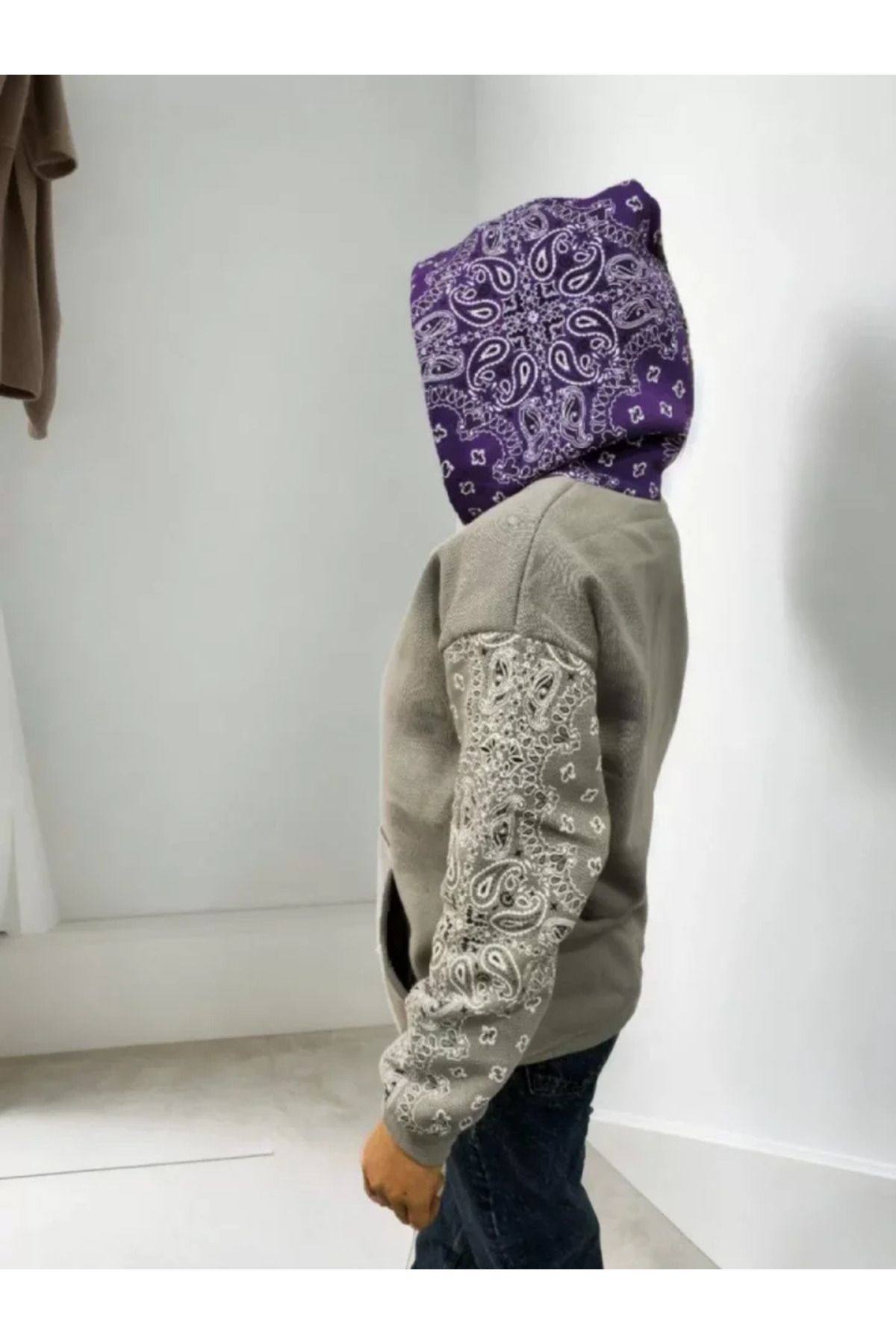 gelirr Baskılı Kapüşonlu Sweatshirt - Gri