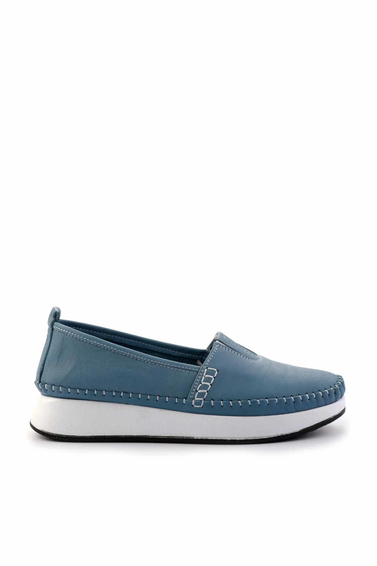 Bambi-Pantofi casual de damă din piele naturală albastru denim K 01908008503 2