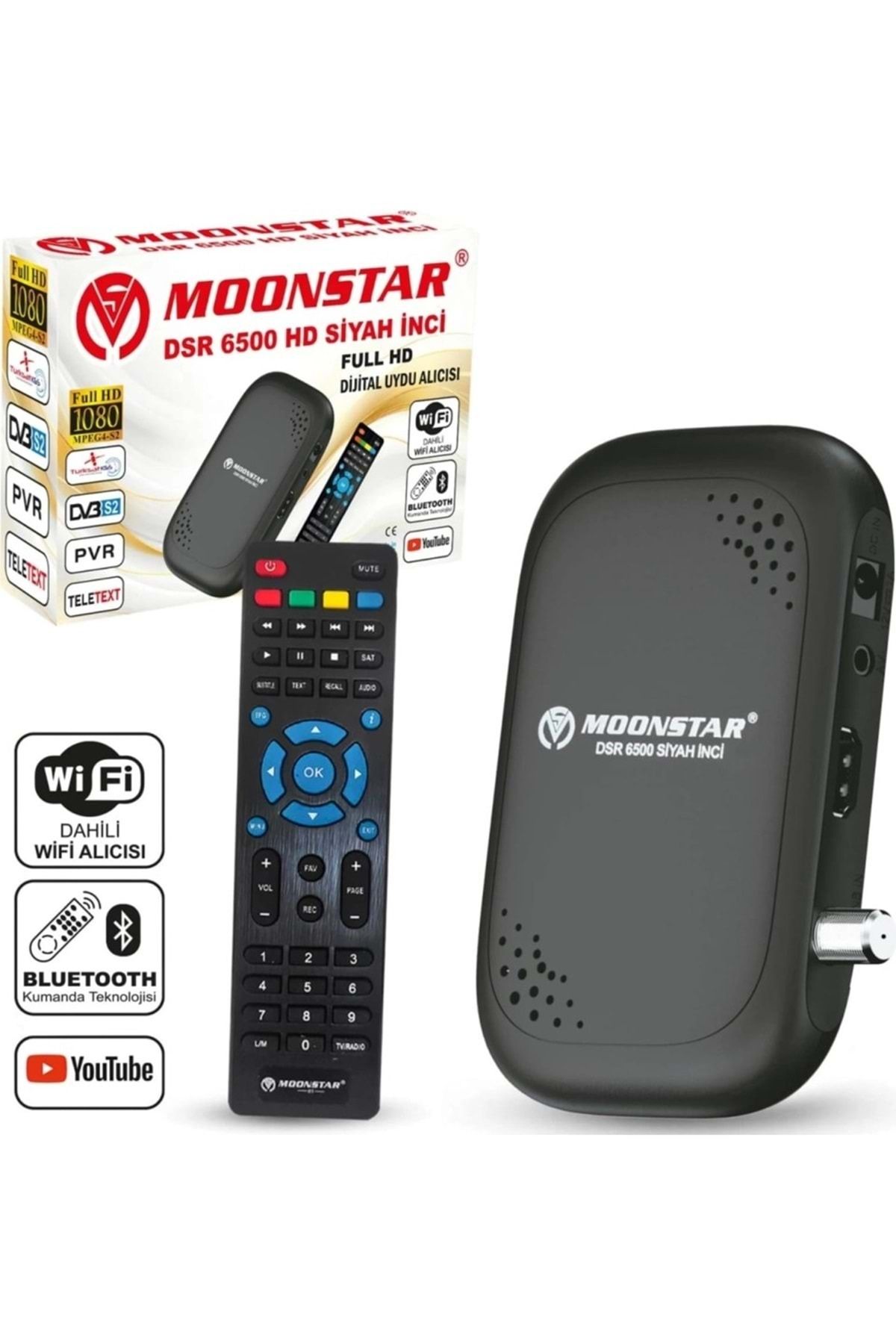 MOONSTAR DSR-6500 Uydu Alıcı Mini Full Hd Dahili Wifi Youtube Bluetooth İle Kanal Değiştirme 111080