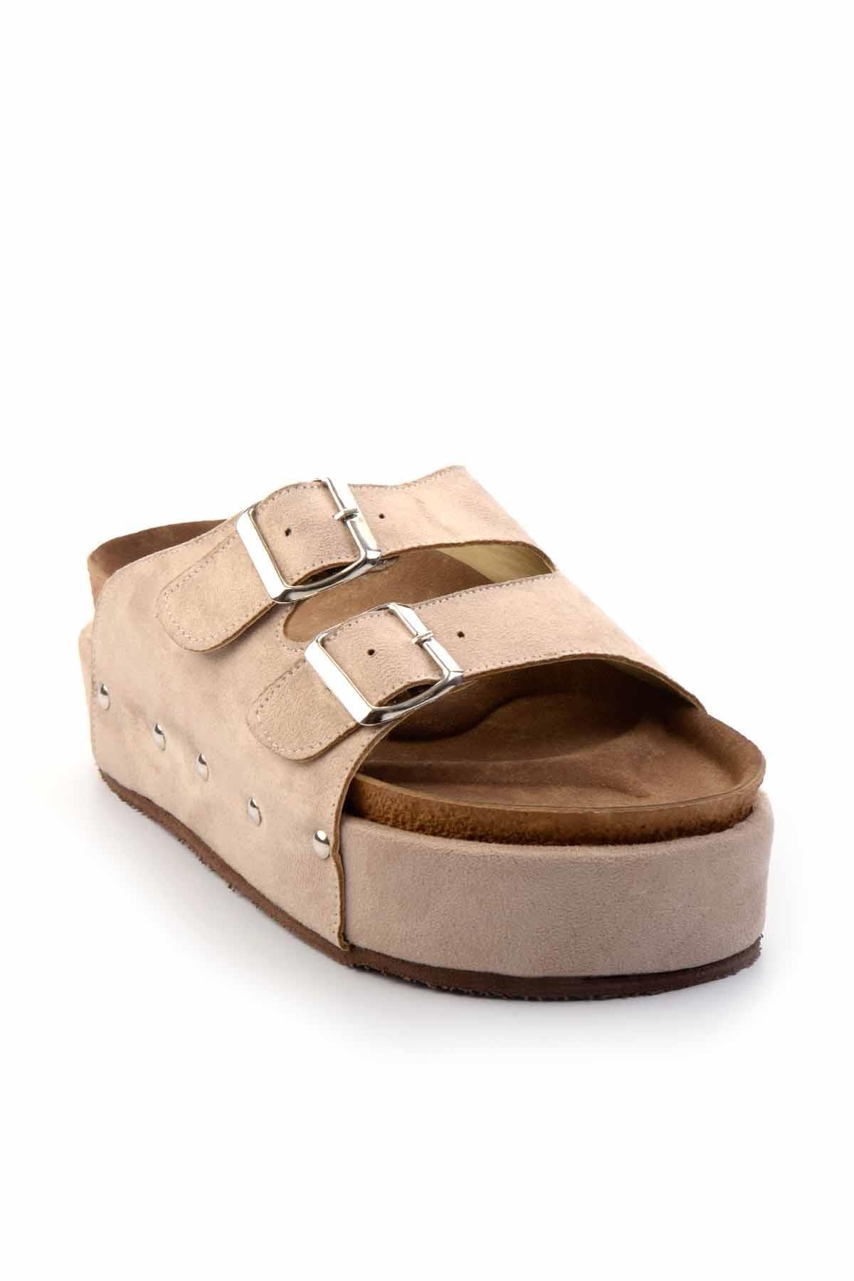 Bambi-Γυναικείες Παντόφλες Μπεζ Suede K 04192171502 3