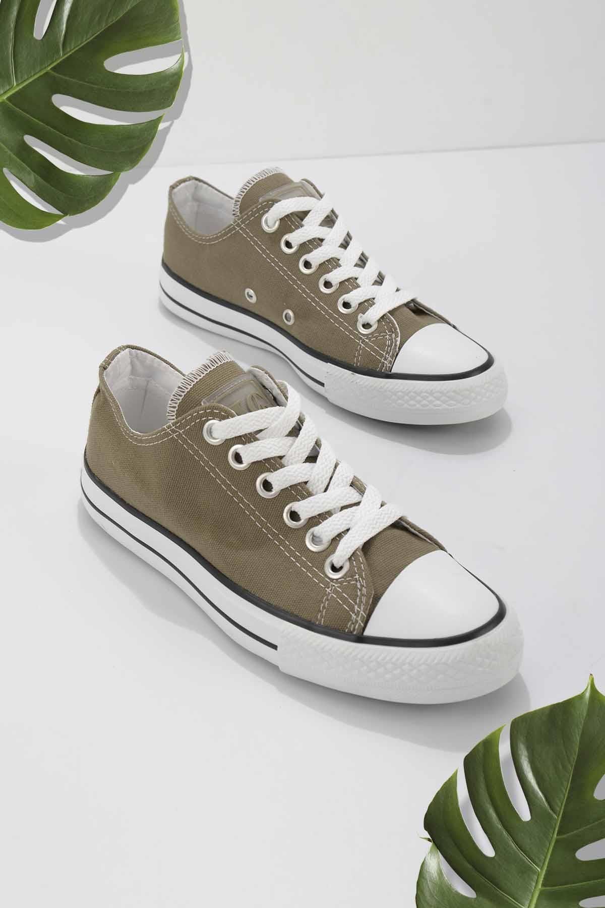 Bambi-Khaki Linen Damskie Buty Casualowe K01688210618 1