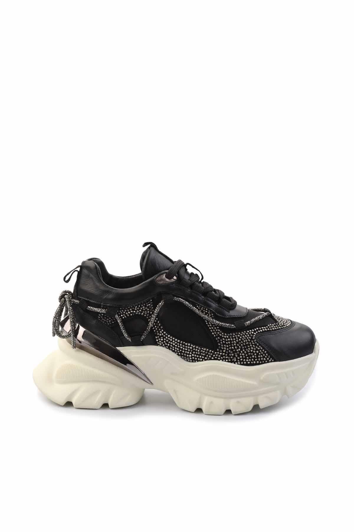 Bambi Czarne, Oryginalne Skórzane Buty Sportowe Damskie K 01480004203 Kobieta - 39
