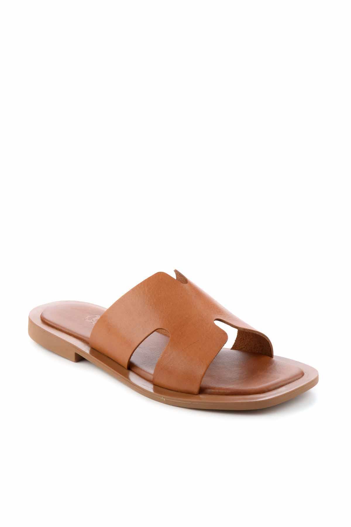 Bambi-Γυναικείες παντόφλες Tan Γνήσιο Δέρμα Κ 04826050003 3