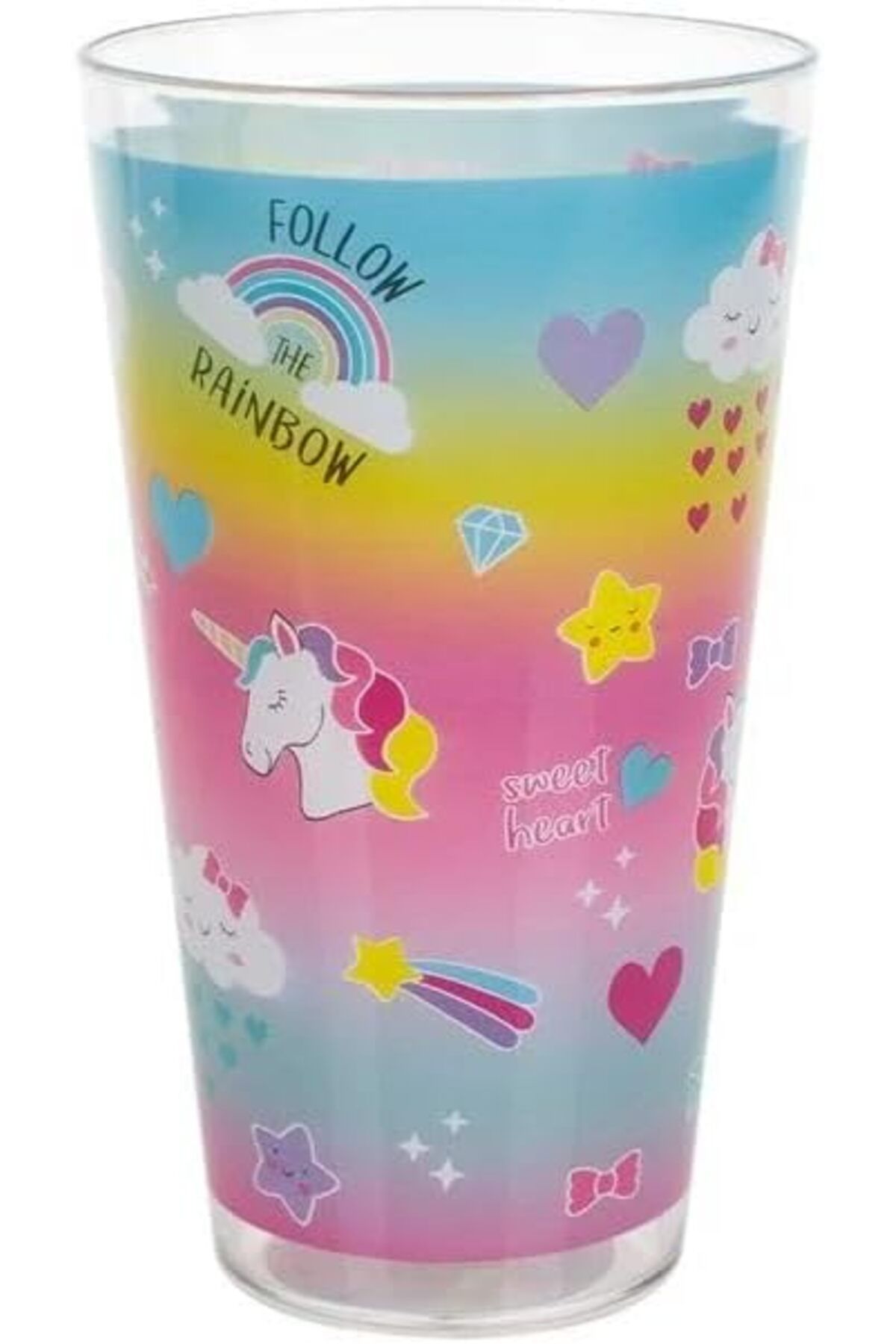 STOREMAX Erhnshp Unicorn Gökkuşağı Plastik Bardak 600ml rnbuyshop 995340