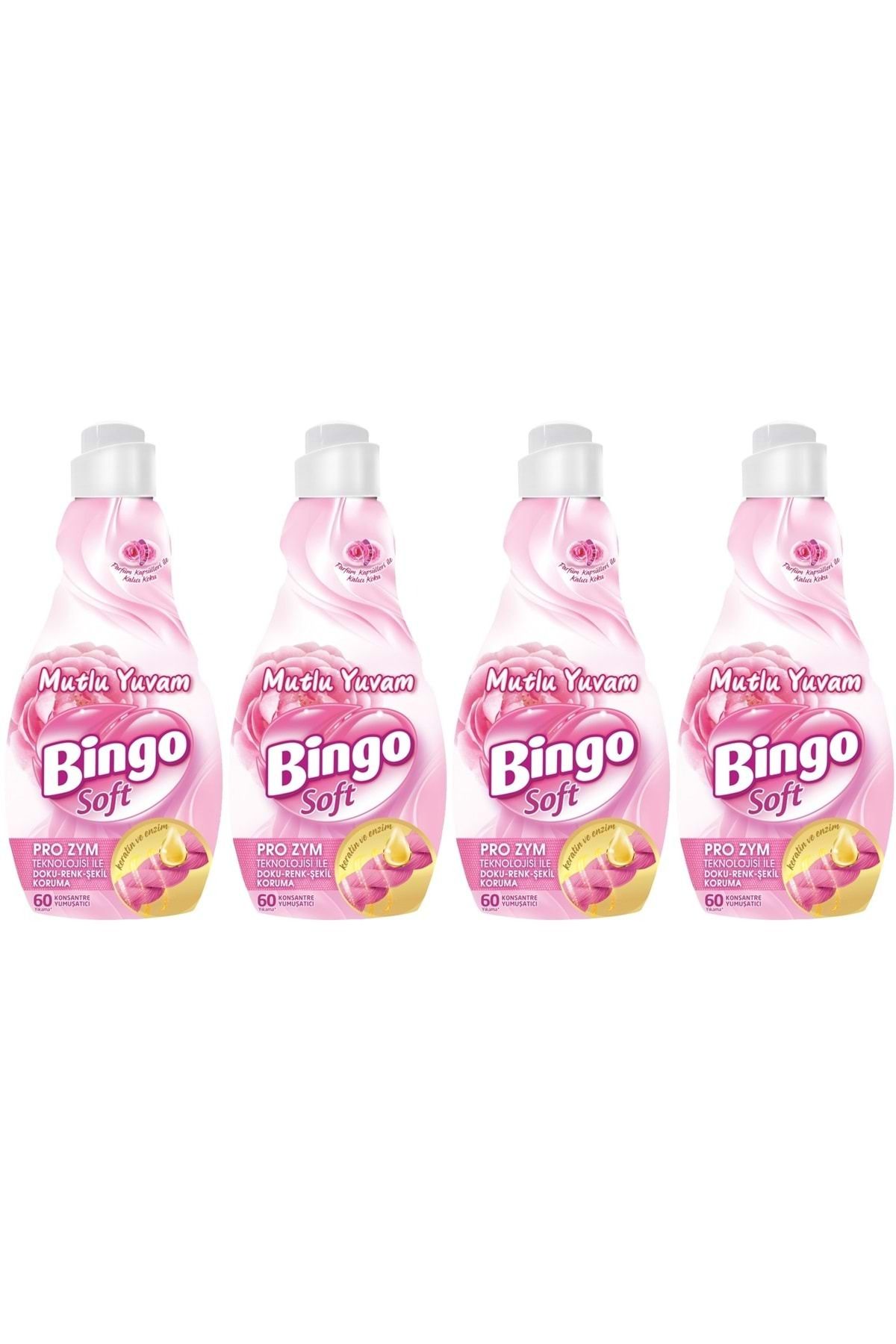 Bingo Soft Çamaşır Yumuşatıcı Konsantre 1440ML Mutlu Yuvam (4 Lü Set)