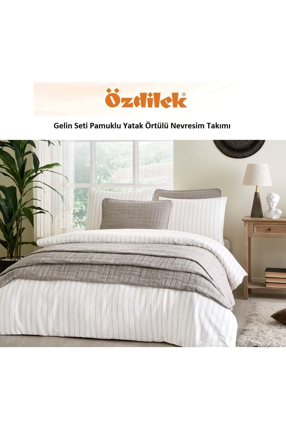 Özdilek-Özdilek Line 7 piese lenjerie de pat (bumbac) Set mireasa-bej 2