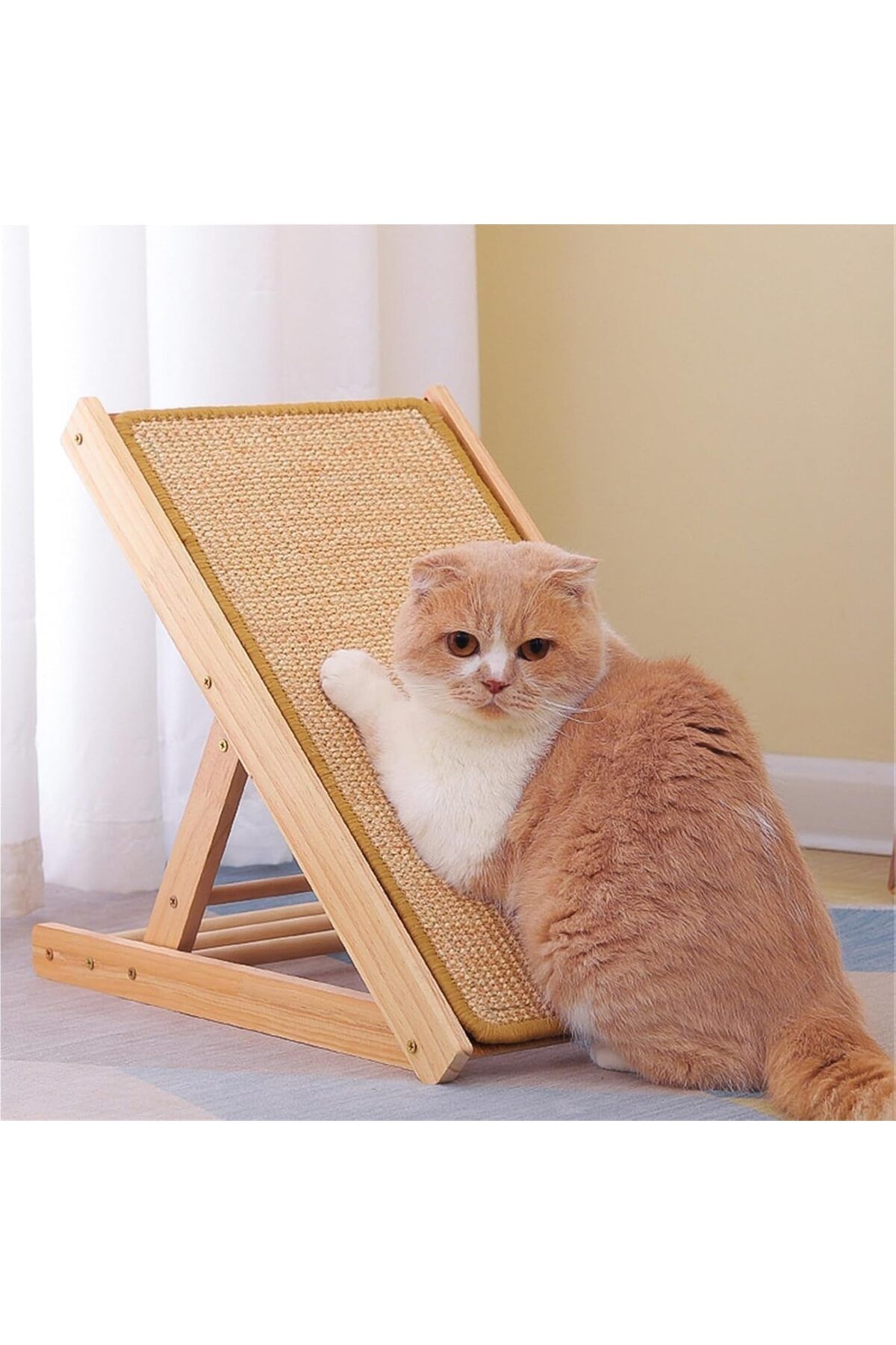 Arabest-Cat Scratcher Ramp, Replaceable Sisal Mat Three Different Adjustable Height Pet Mobility Ramp 4