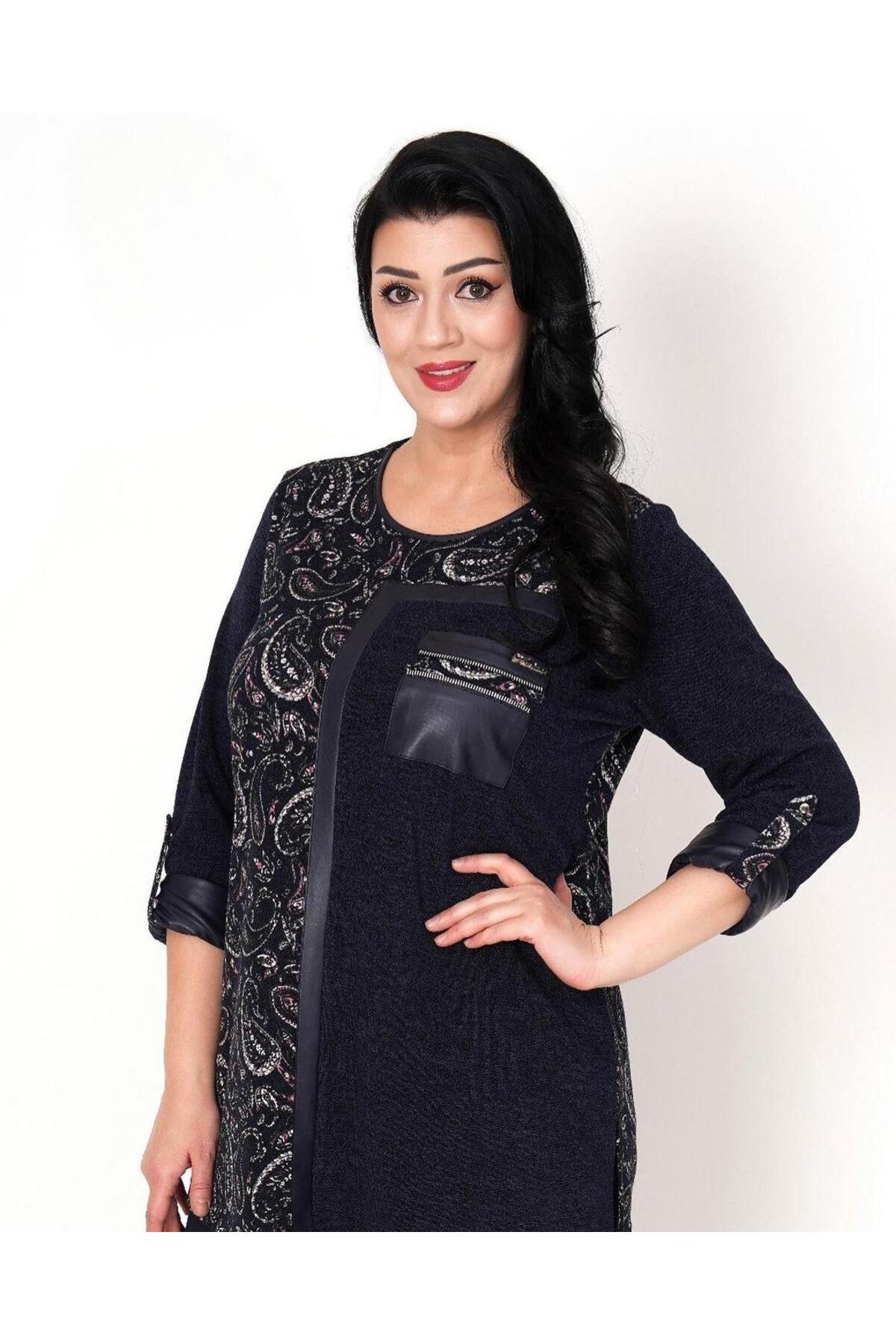 Eskişehir Mağazacılık-Plus Size Mix Wrap Patterned Blouse 49015-BT 2