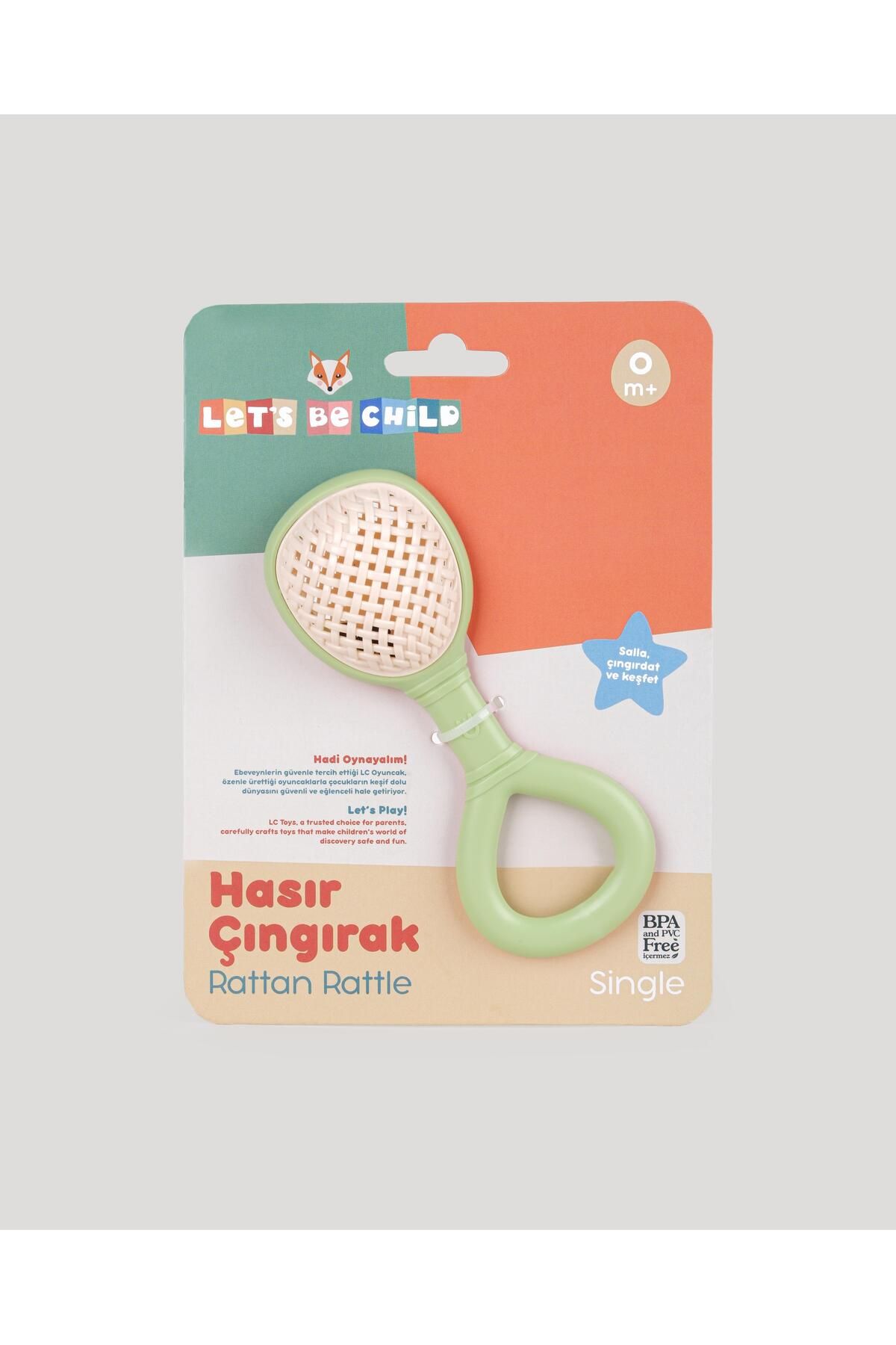 lets be child-Green Wicker Rattle - Lc Single Pack 3