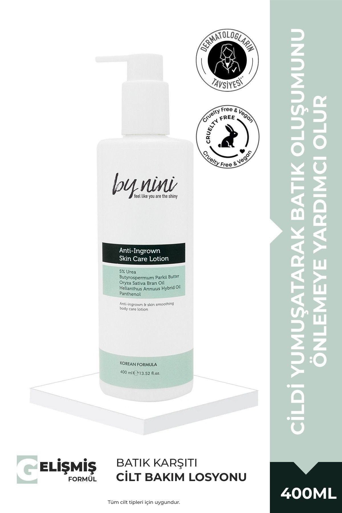 By Nini-Anti-Ingrown Hair Smoothing Skin Care Lotion Containing 5% Urea 400 ml 1