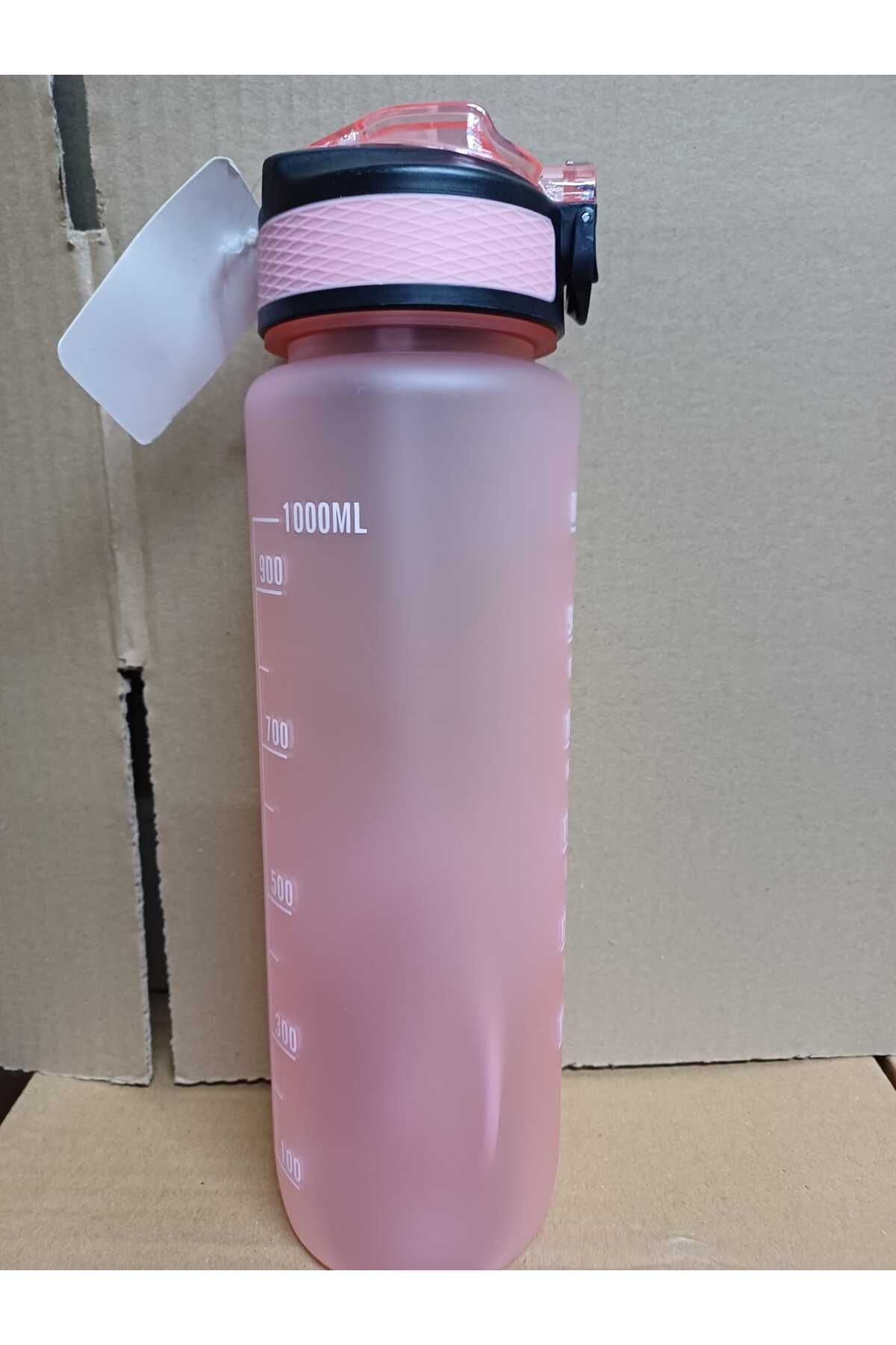 Dükkanönü-Pink Color Lockable Leak Proof Lid Flask with Straw and Motivational Lettering Flask 1 Liter 6