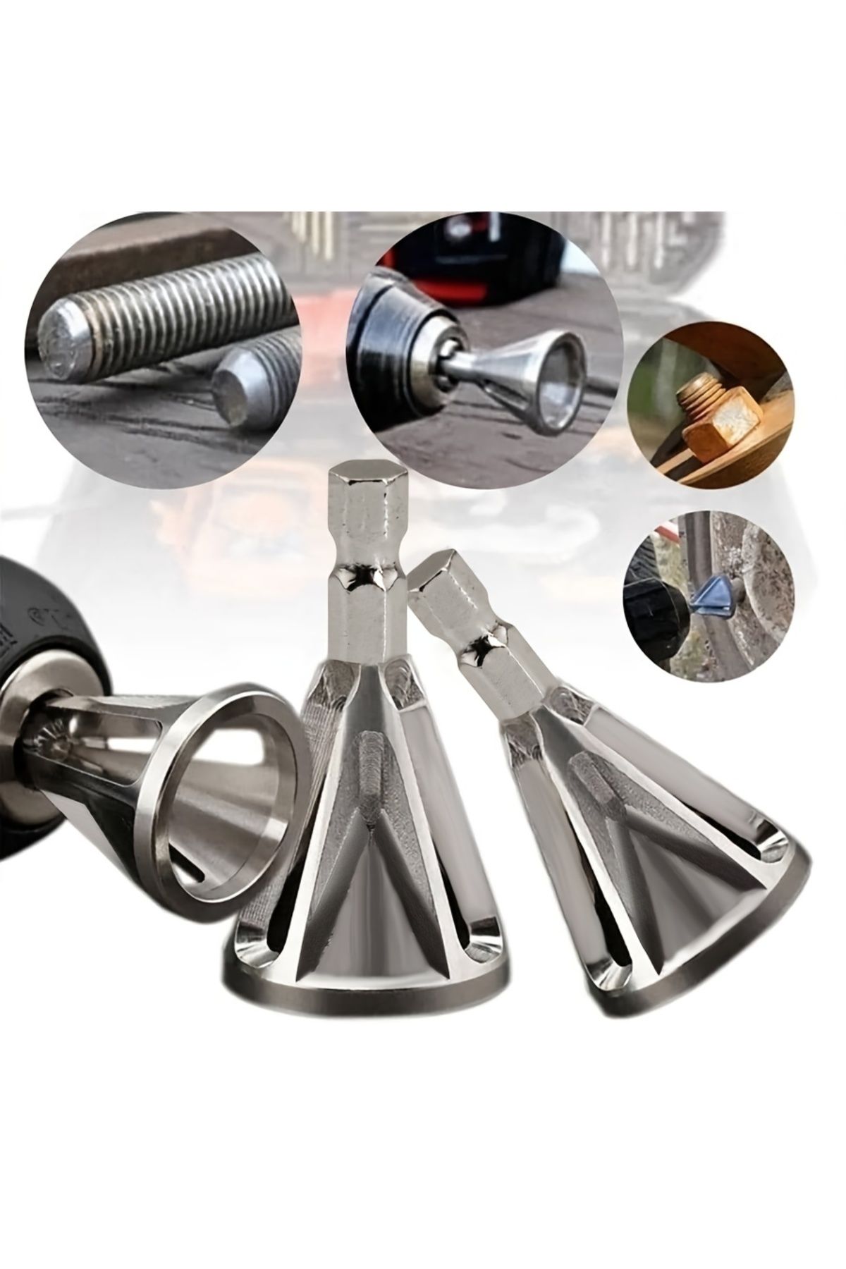 Choice-Silver 1pc Chamfering Tool, Chuck Drill Tool, Metal Deburring External Chamfering Tool, Grinding Ang 3