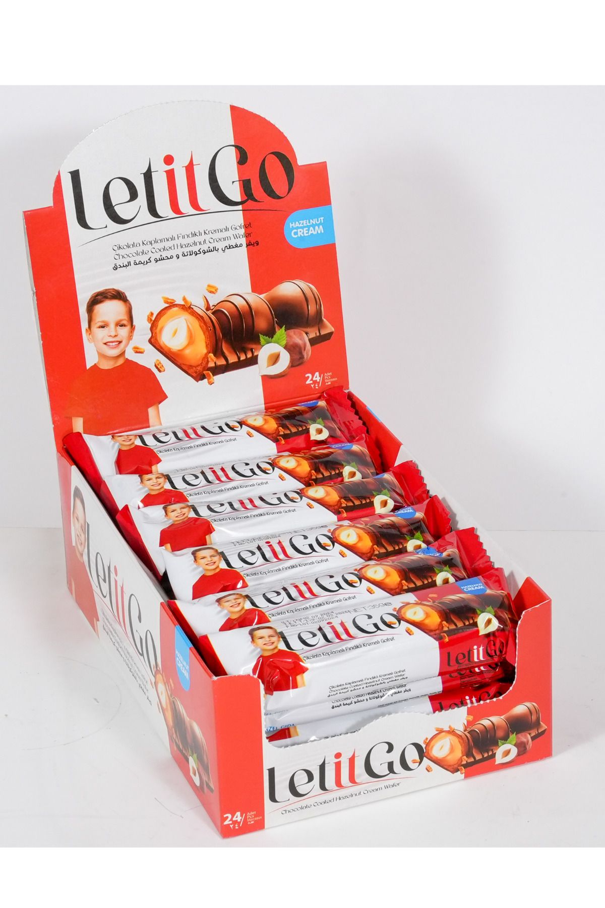 LET IT GO Çikolata Kaplamalı Fındık Kremalı Gofret 350Gr*24 Adet (1 Paket)!!!