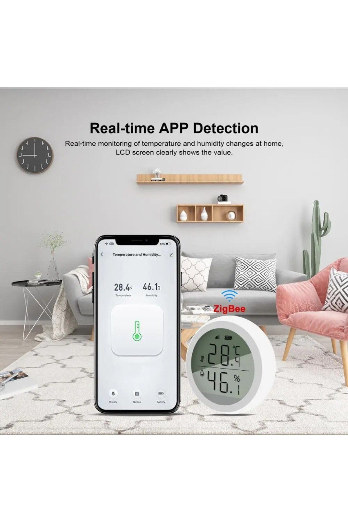 Choice-White Tuya Smart Zigbee Thermometer Home Indoor Temperature And Humidity Sensor With Lcd Display App 2