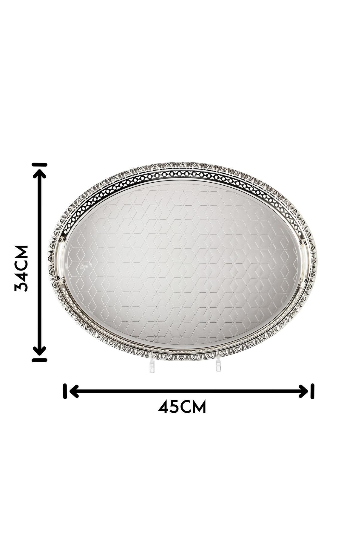 Dania-Silver Metal Oval Serving Tray 34*45 CM 4