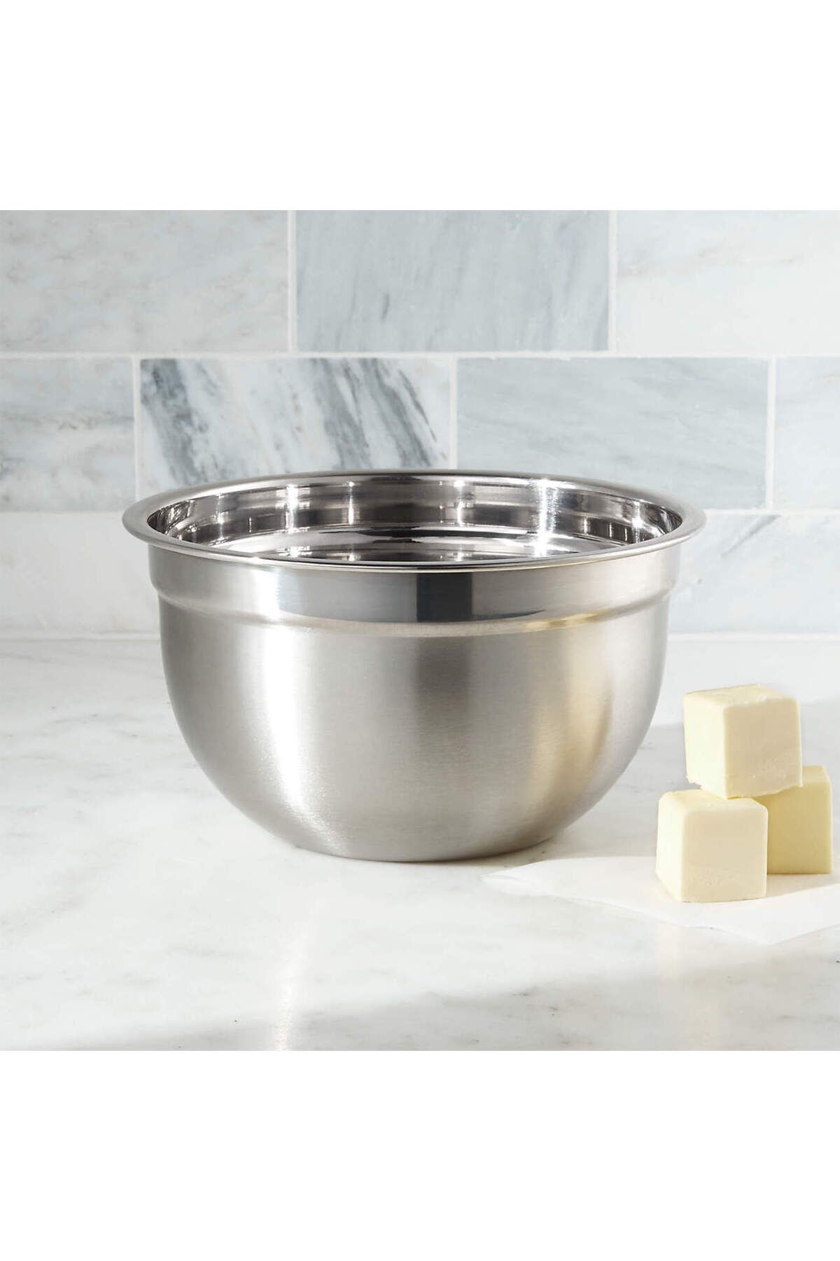 Crate & Barrel Paslanmaz Çelik 2.8L Kase, Hindistan Üretimi, Denge Ve Sağlamlık İçin Tasarlanmış Düz Taban