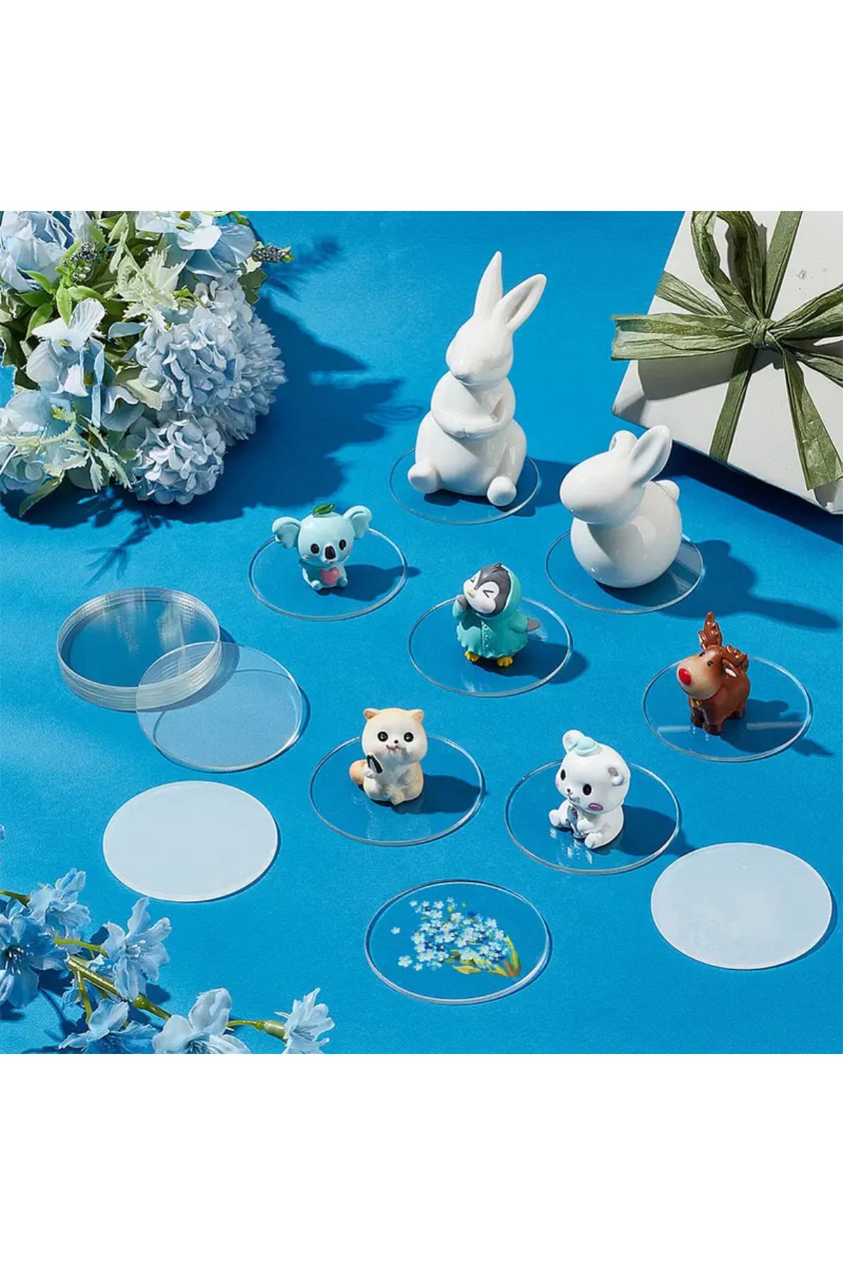 DEKORANLA Şeffaf Akrilik Yuvarlak Plakalar, 20'li Dekoratif Set, 6cm Daire
