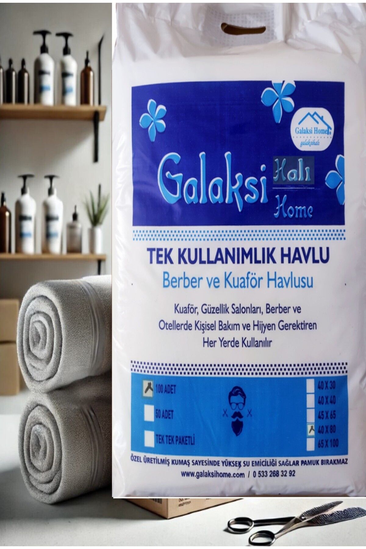 galaksihome Tek Kullanımlık Kuaför Havlusu - 40x80 Cm 100’lü Paket