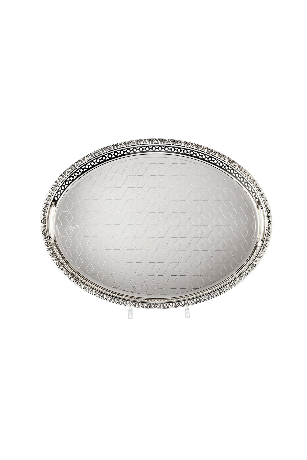 Dania-Silver Metal Oval Serving Tray 34*45 CM 2