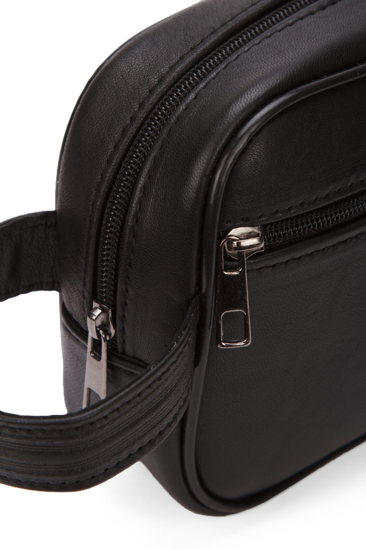 Adelina Bags Erkek Siyah Hakiki Deri Seyahat Kozmetik Portföy Clutch El Çanta görsel 6