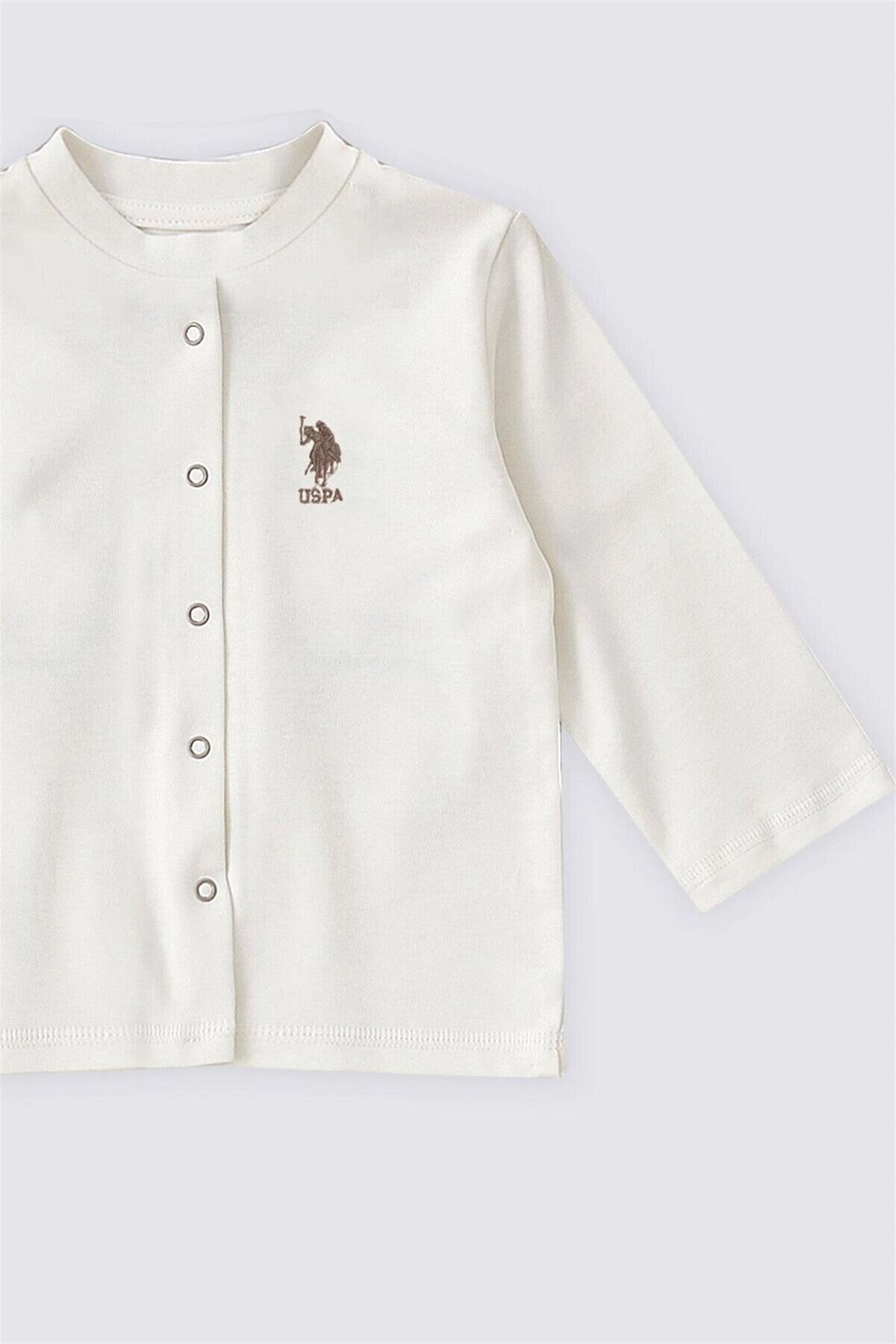 Skygo-Baby Boy Polo Booties 3 Piece Set - Usb1498 Cream 3