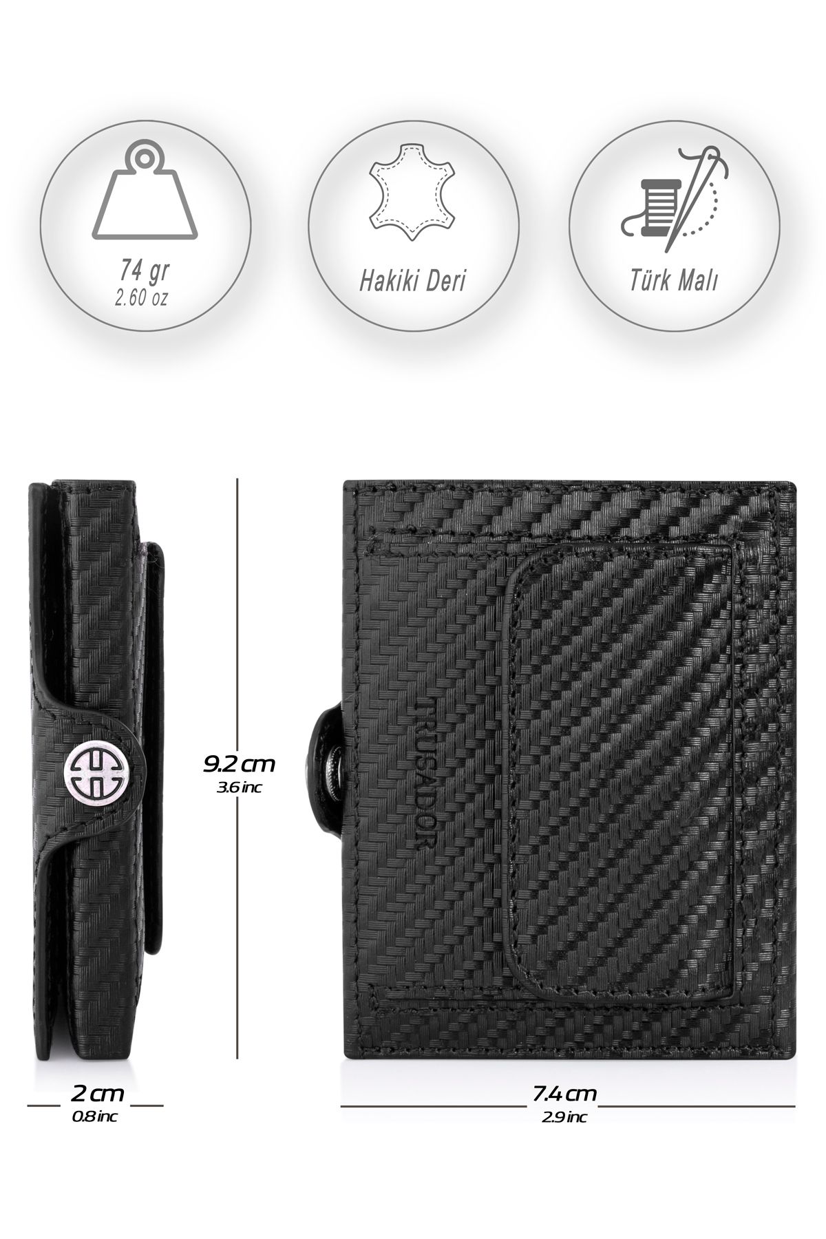 کیف پول زنانه کربن یونیسکس UNIINE چرمی RFID محافظت شده Trusador