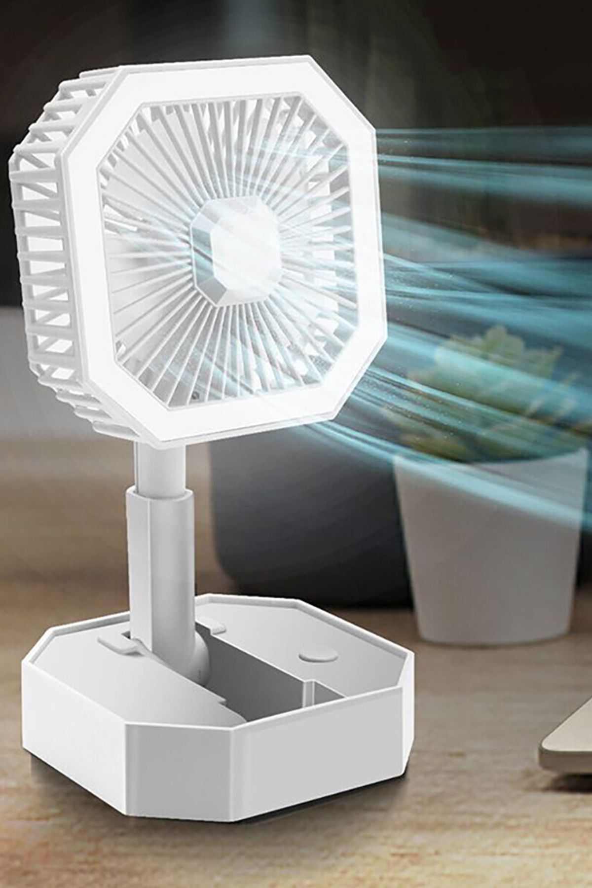 teknotrust Ledli Katlanabilir Ergonomik Masa Üstü Fan LED Işıklı Güçlü Masa Üstü Katlanabilir Çanta Boy Fan