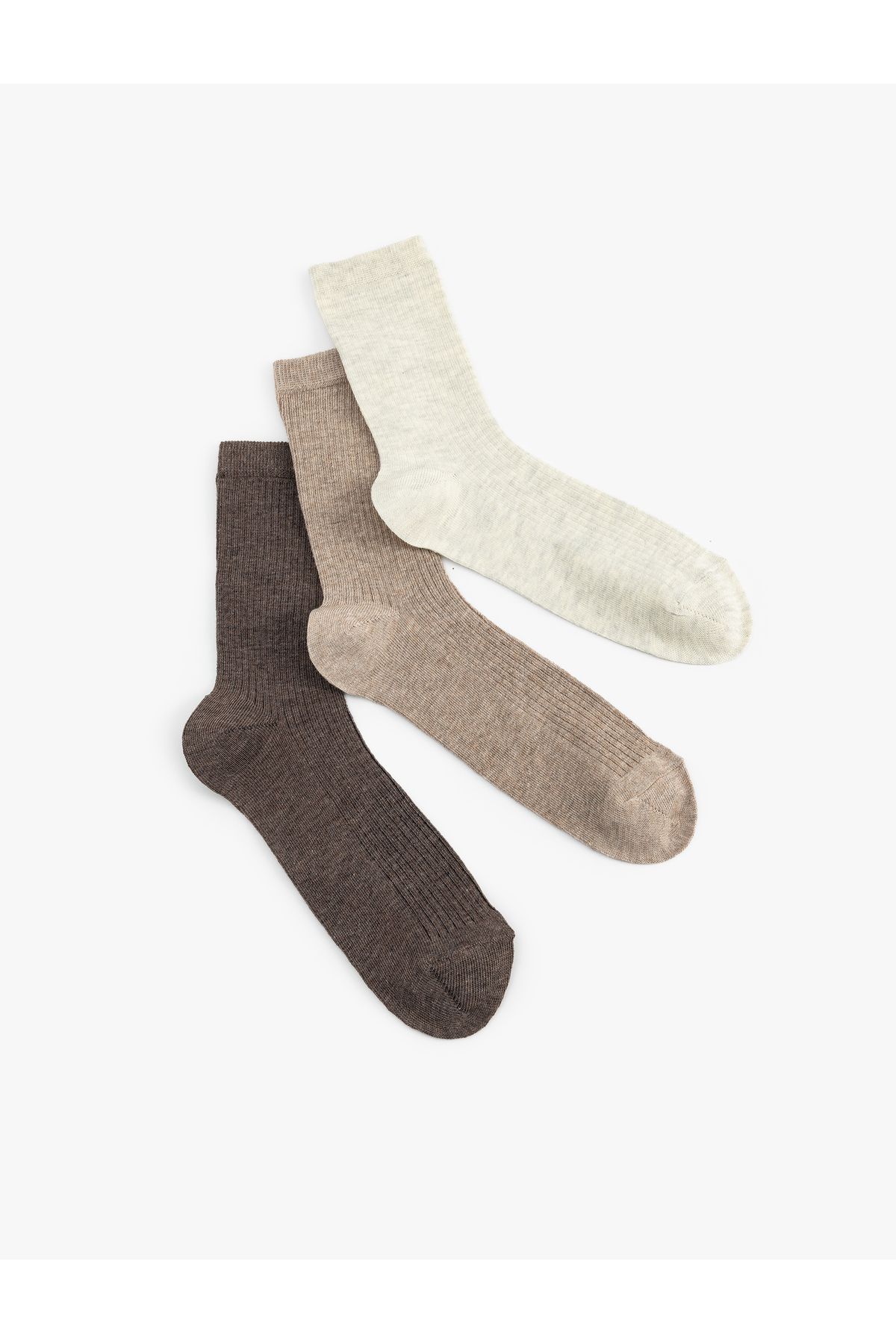 Koton-Set of 3 Basic Multicolored Textured Socks 2