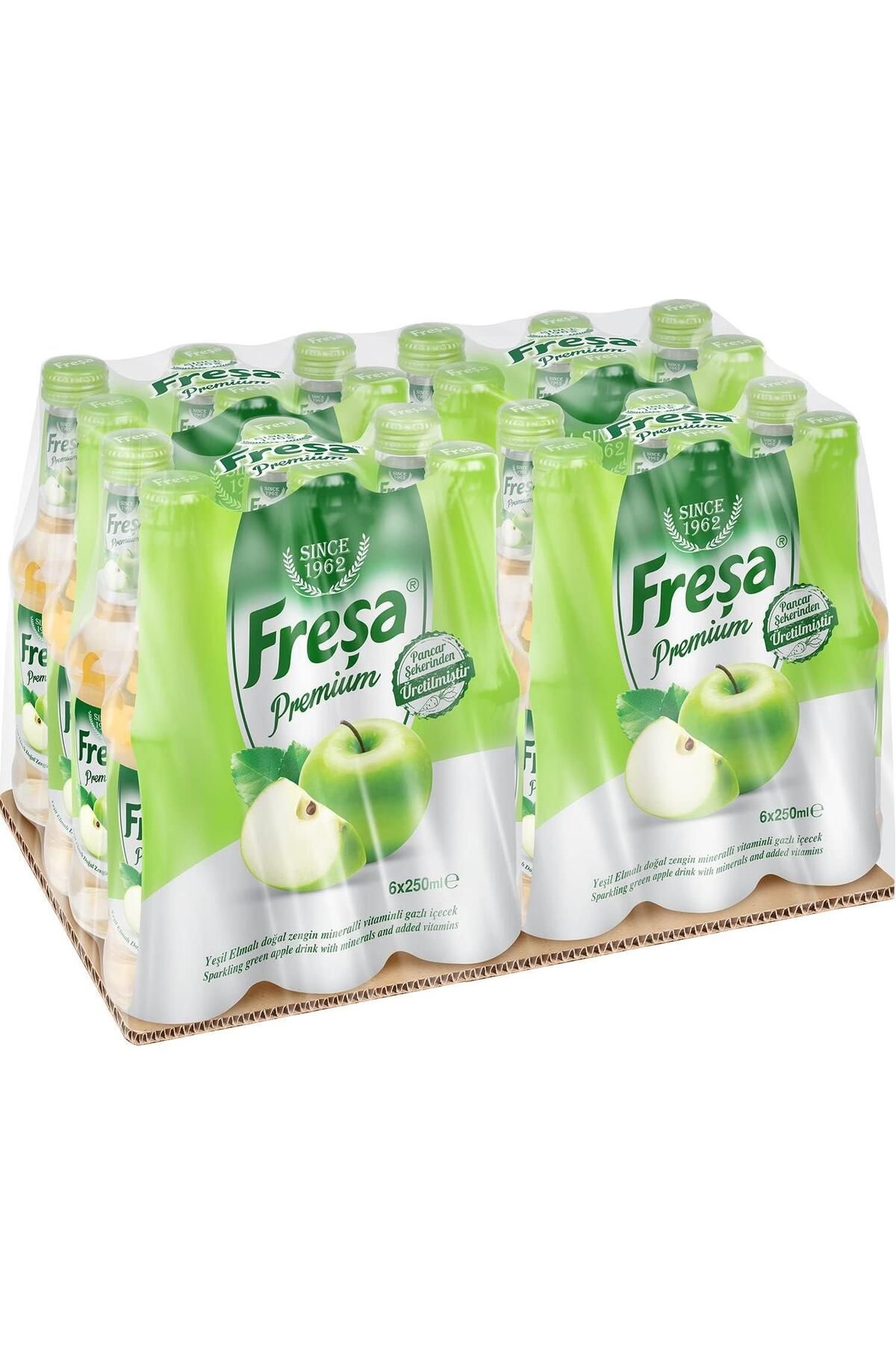 FREŞA Freşa Premium Yeşil Elmalı Vitaminli Maden Suyu 250 Ml X 24 Adet