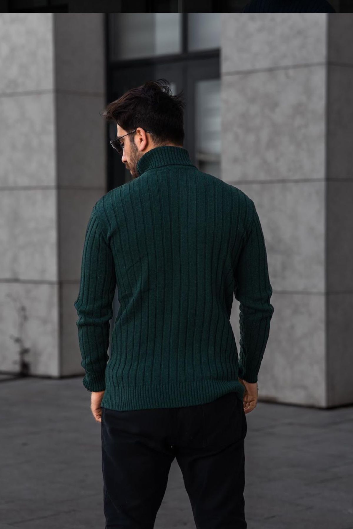 Trendseninle-Pulover de iarnă pentru bărbați, cu gât verde, tricotaj 6